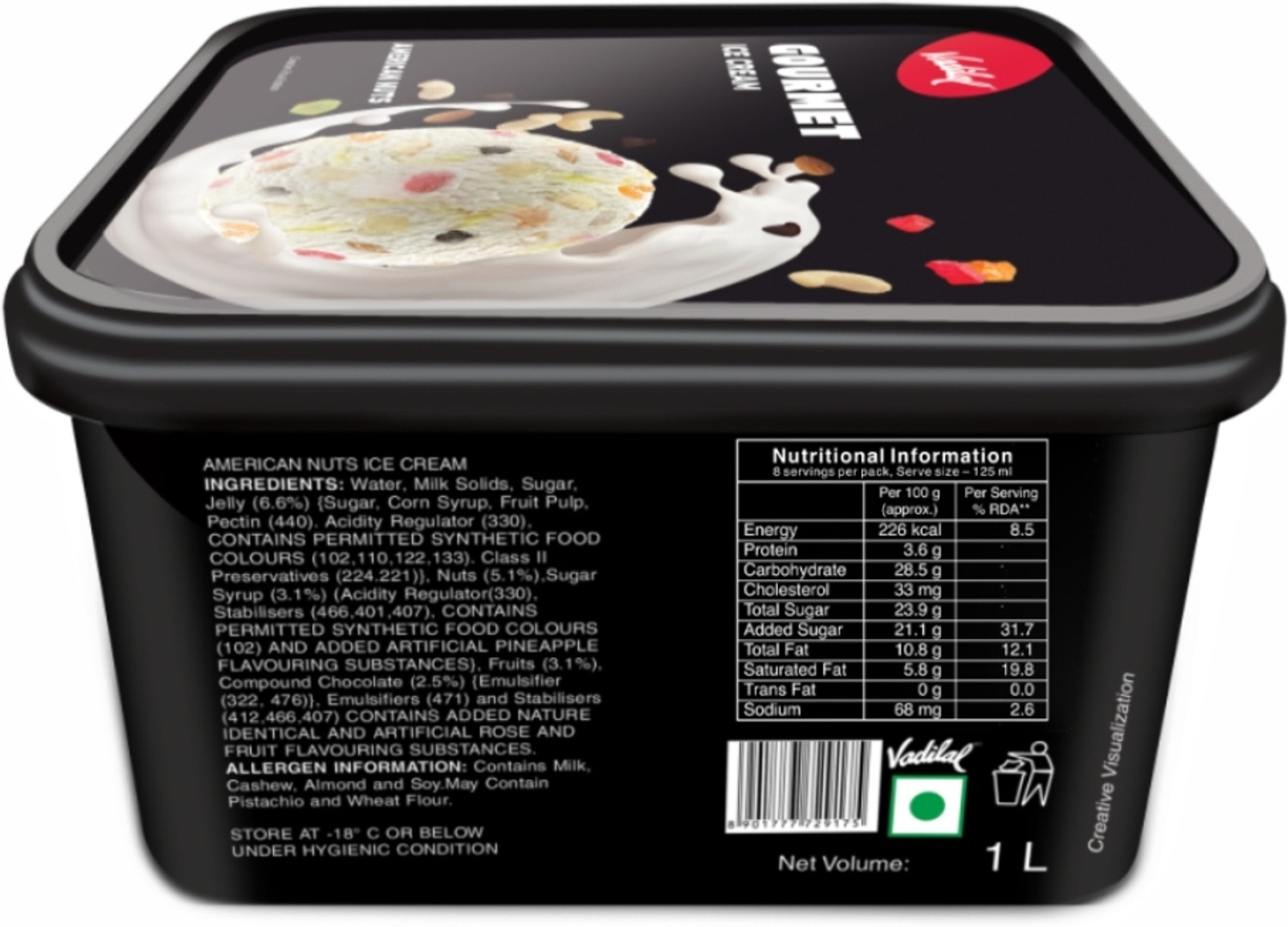 Image of Vadilal American Nuts Gourmet Ice Cream Tub