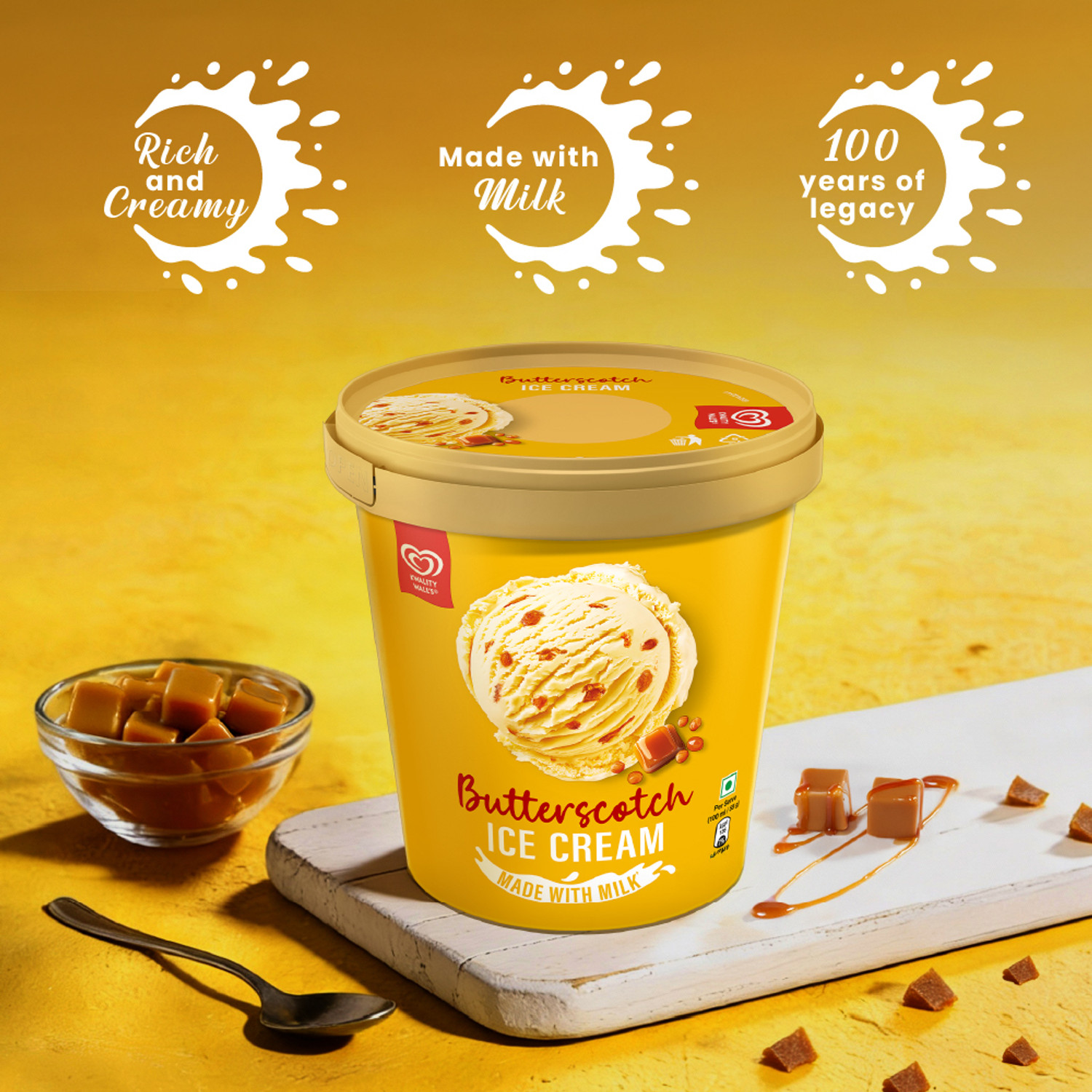 Image of Kwality Wall's Butterscotch Ice Cream Tub (700 ml)