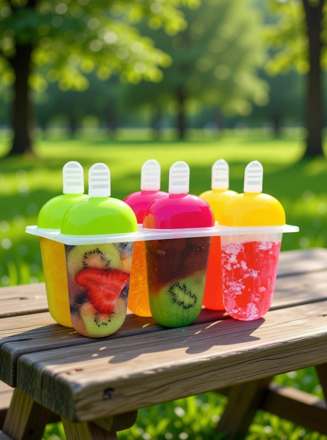 Image of PGK TRADERS Plastic Reusable Popsicle Molds Ice Pop Makers Ice Pop Molds Kulfi Maker Mould, Candy Maker Plastic Popsicle Mold, Kids Ice Cream Tray Holder (Set of 6) Multicolor Plastic Ice Cube Tray