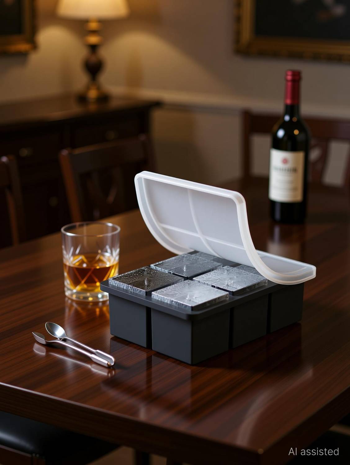 AAKIKI 6 Cavity Silicone Mold For a Big Size Square Black Silicone Ice Cube Tray