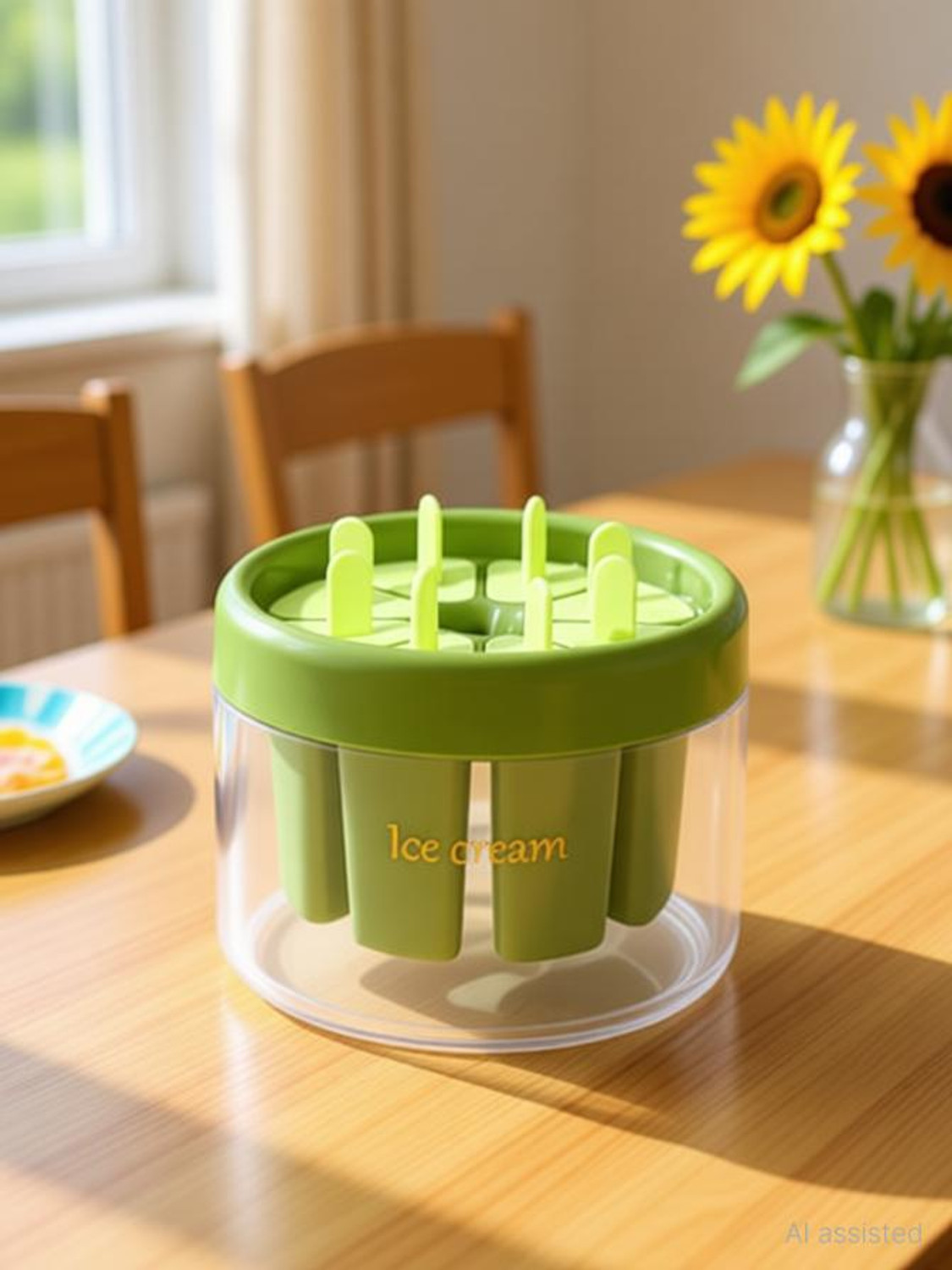 Image of GROWA Popsicles Ice Cream Mold pack of 1 Green Plastic Ice Cube Tray
