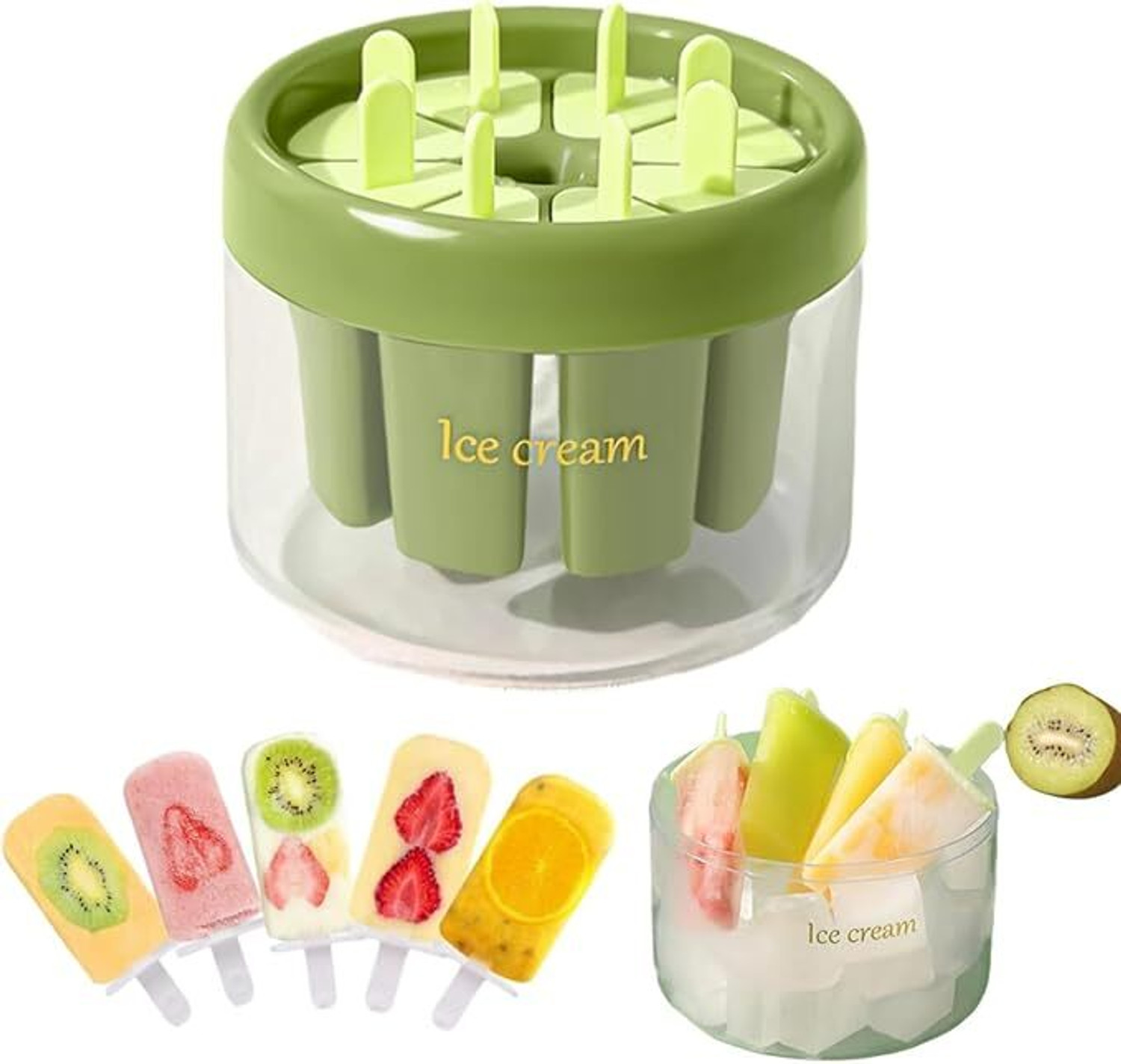 Image of GROWA Popsicles Ice Cream Mold pack of 1 Green Plastic Ice Cube Tray
