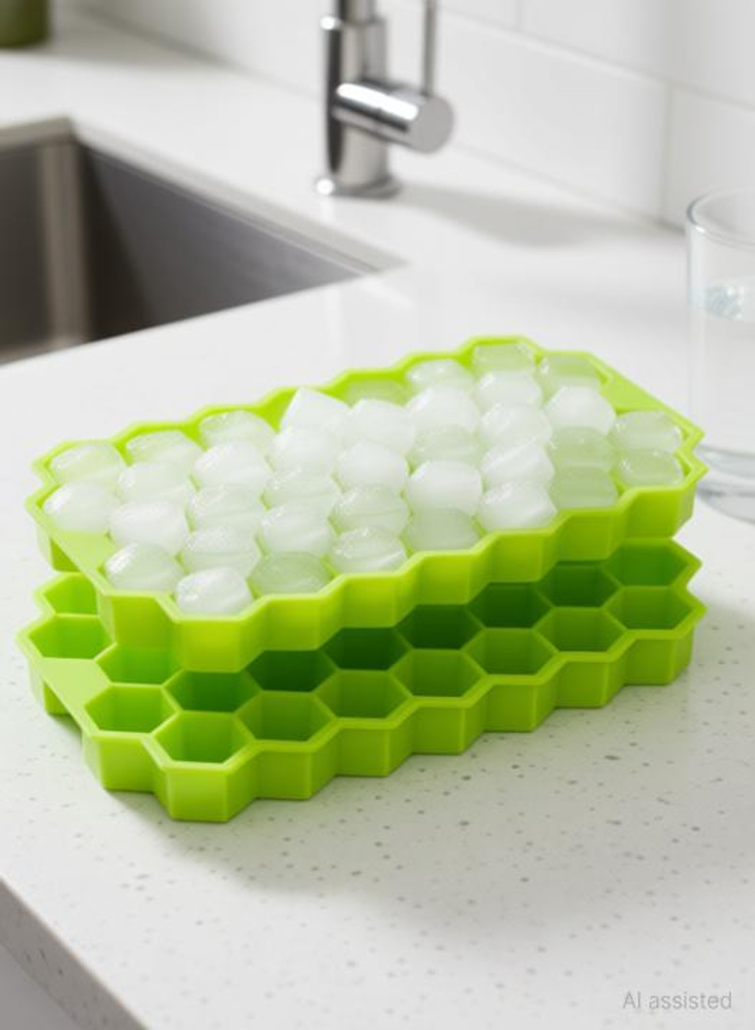 Image of Busaji Ice Cube Box for Home Ice Cubes Silicon Tray for Freezer Ice Mould Tray Fridge Multicolor Silicone Ice Cube Tray