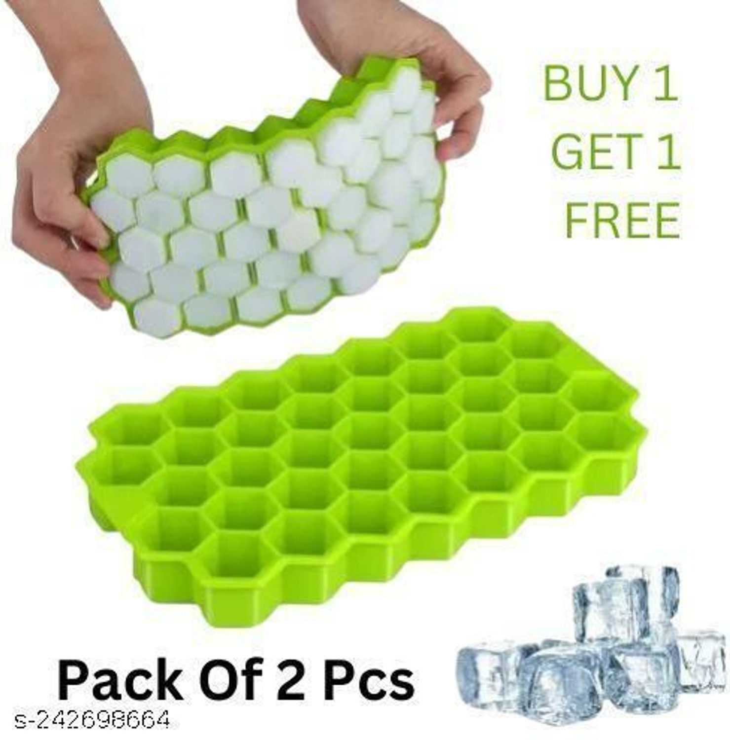 Image of Busaji Ice Cube Box for Home Ice Cubes Silicon Tray for Freezer Ice Mould Tray Fridge Multicolor Silicone Ice Cube Tray