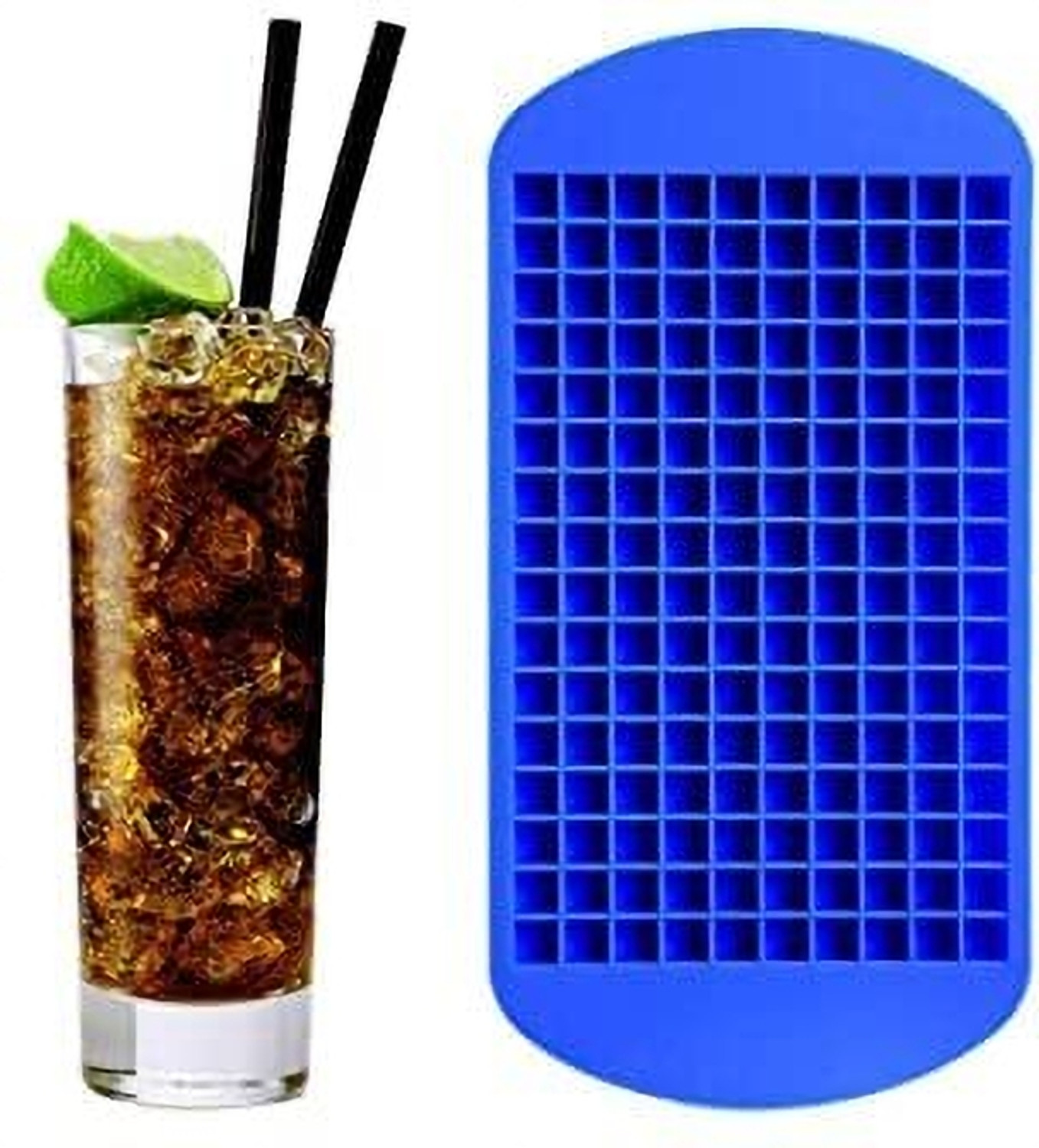 Image of BAKEMO Silicone Ice Cube Tray 160 Cavity Small Ice Cube Mould Easy Release Silicone Blue Silicone Ice Cube Tray