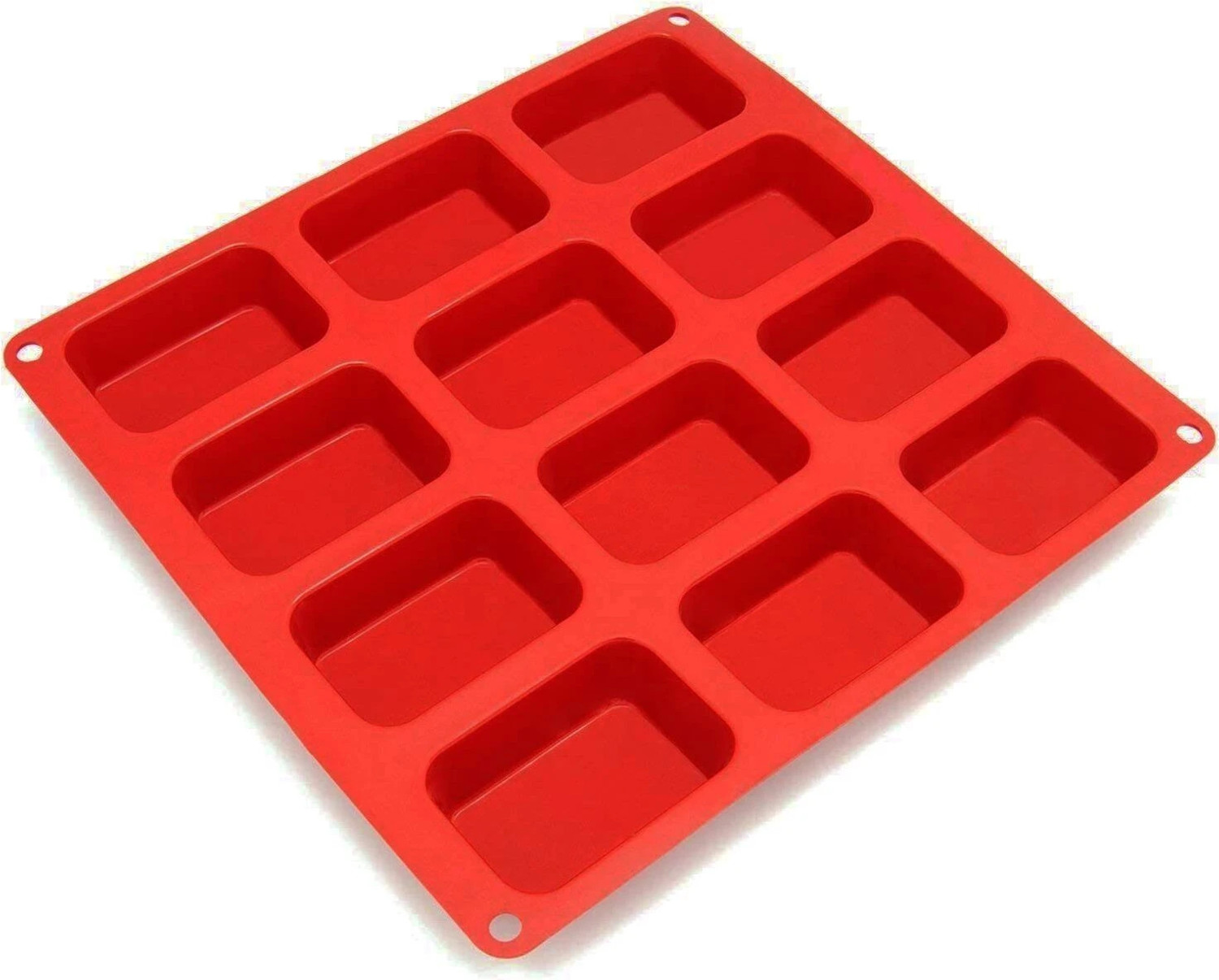 Image of ashguj Silicone Cupcake /Muffin Mould TP INCORP 12 Cavity Rectangle Shape Round Edges Silicone Mould /Mold for Soap Making, Loaf, Muffins, Cheesecakes Approx 75-80 GPSA