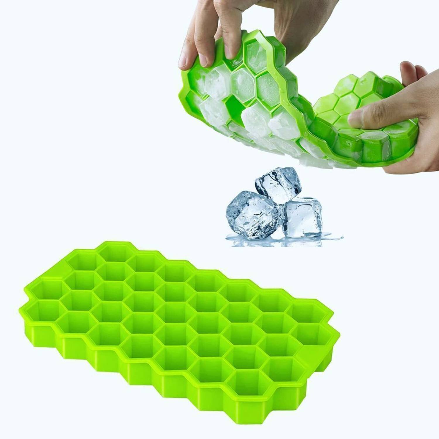 AnjaniputrA Ice Cube Tray for Freezer Moulds Small Cubes Whiskey Fridge Bar Soft Green Silicone Ice Cube Tray