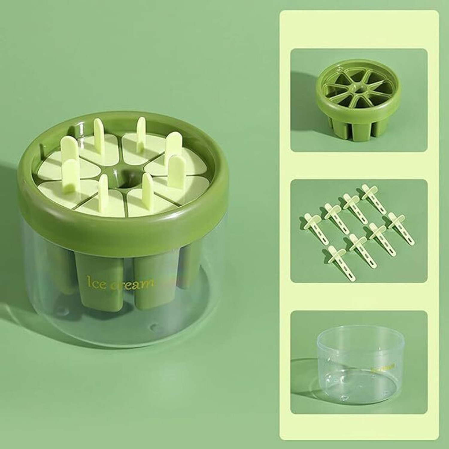 Image of GROWA Popsicles Ice Cream Mold pack of 1 Green Plastic Ice Cube Tray