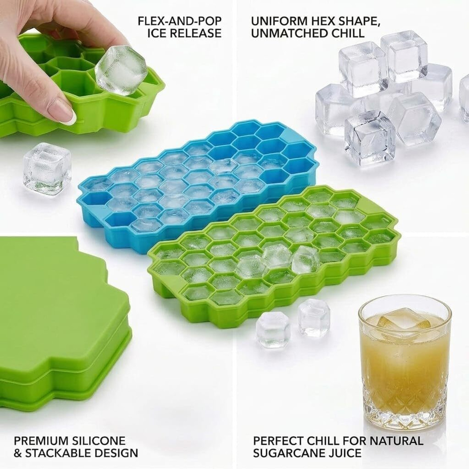 Image of Triffy Multicolor Silicone Ice Cube Tray