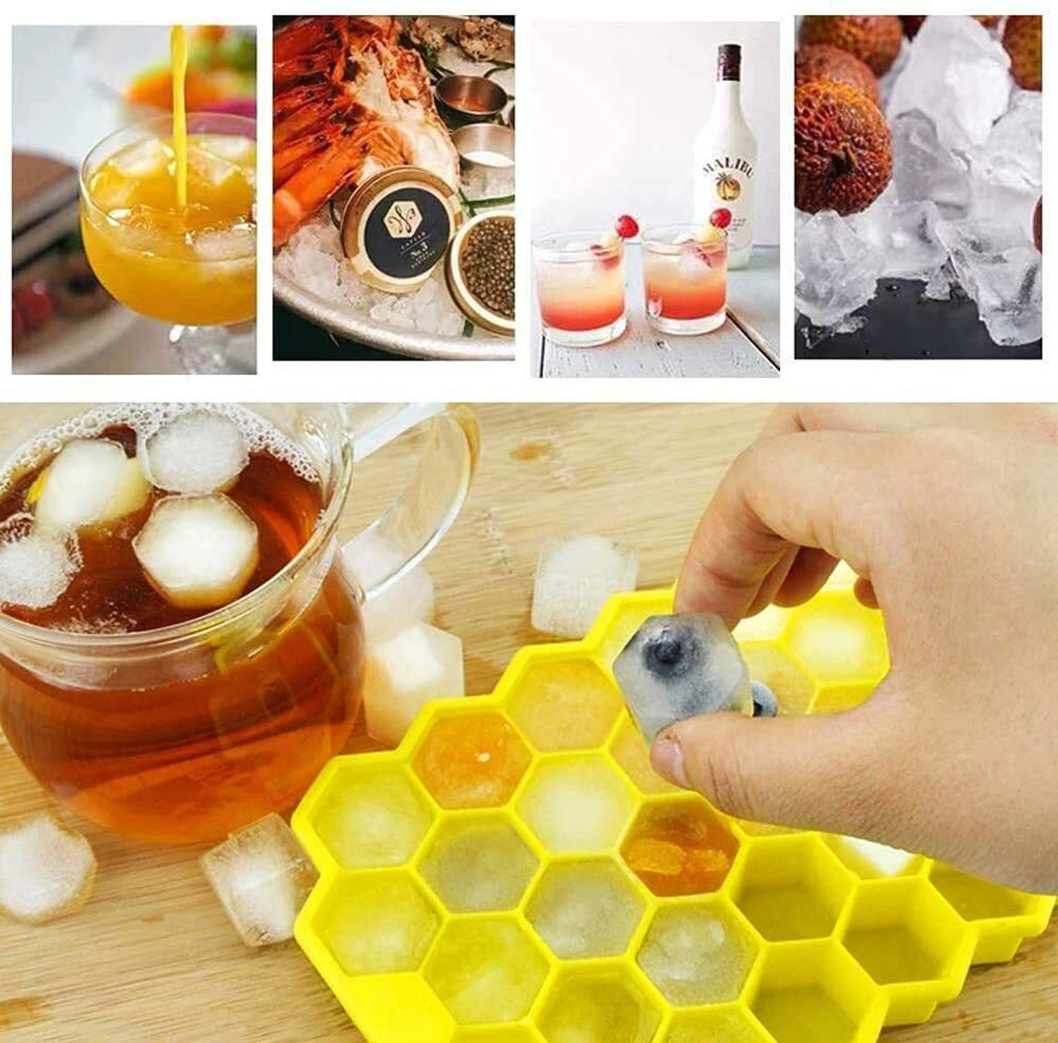 Image of Busaji Ice Cube Box for Home Ice Cubes Silicon Tray for Freezer Ice Mould Tray Fridge Multicolor Silicone Ice Cube Tray