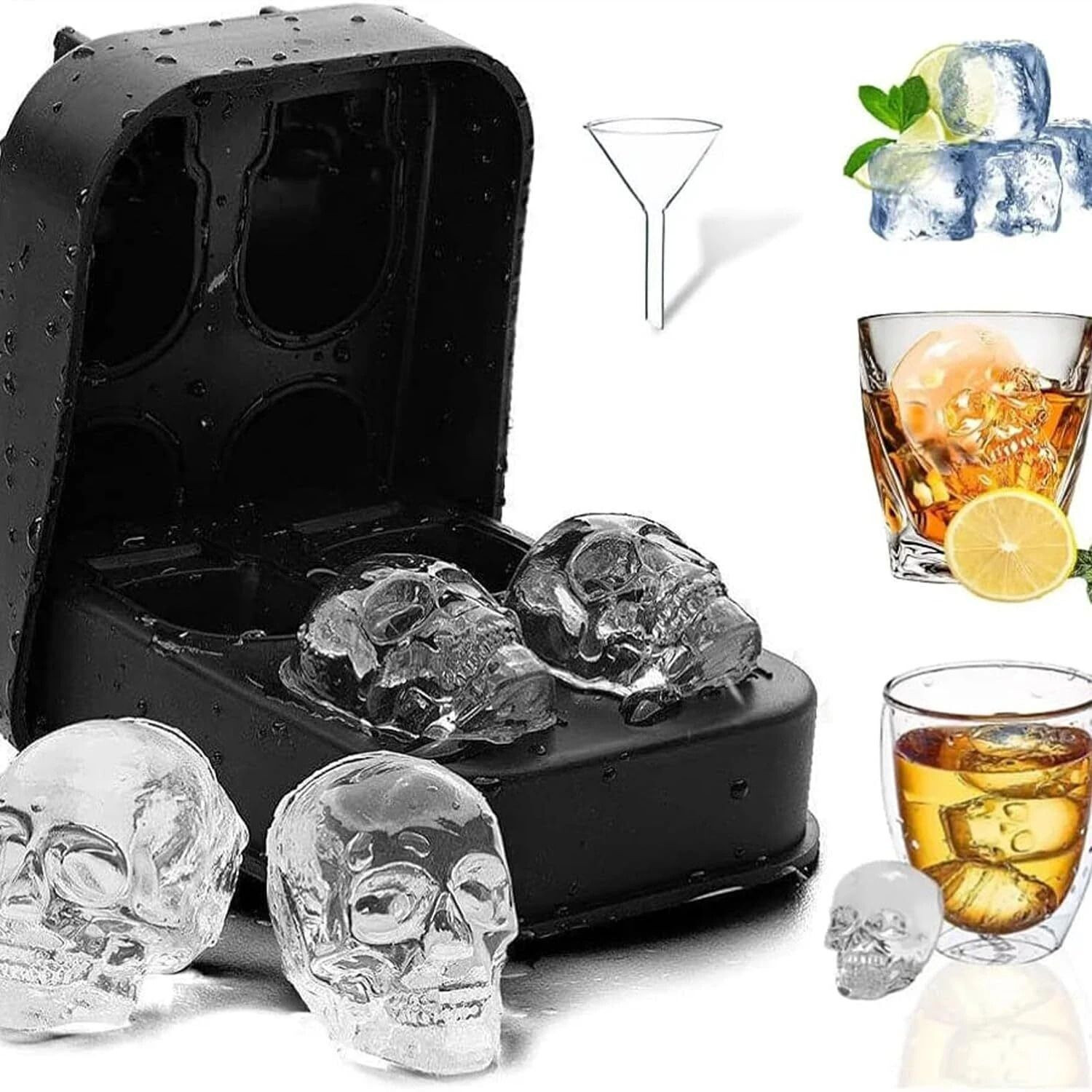 Image of KRUTHU Durable Black Plastic Ice Cube Tray Non-Stick Easy Release Ice Mould for Freezer Black Plastic Ice Cube Tray
