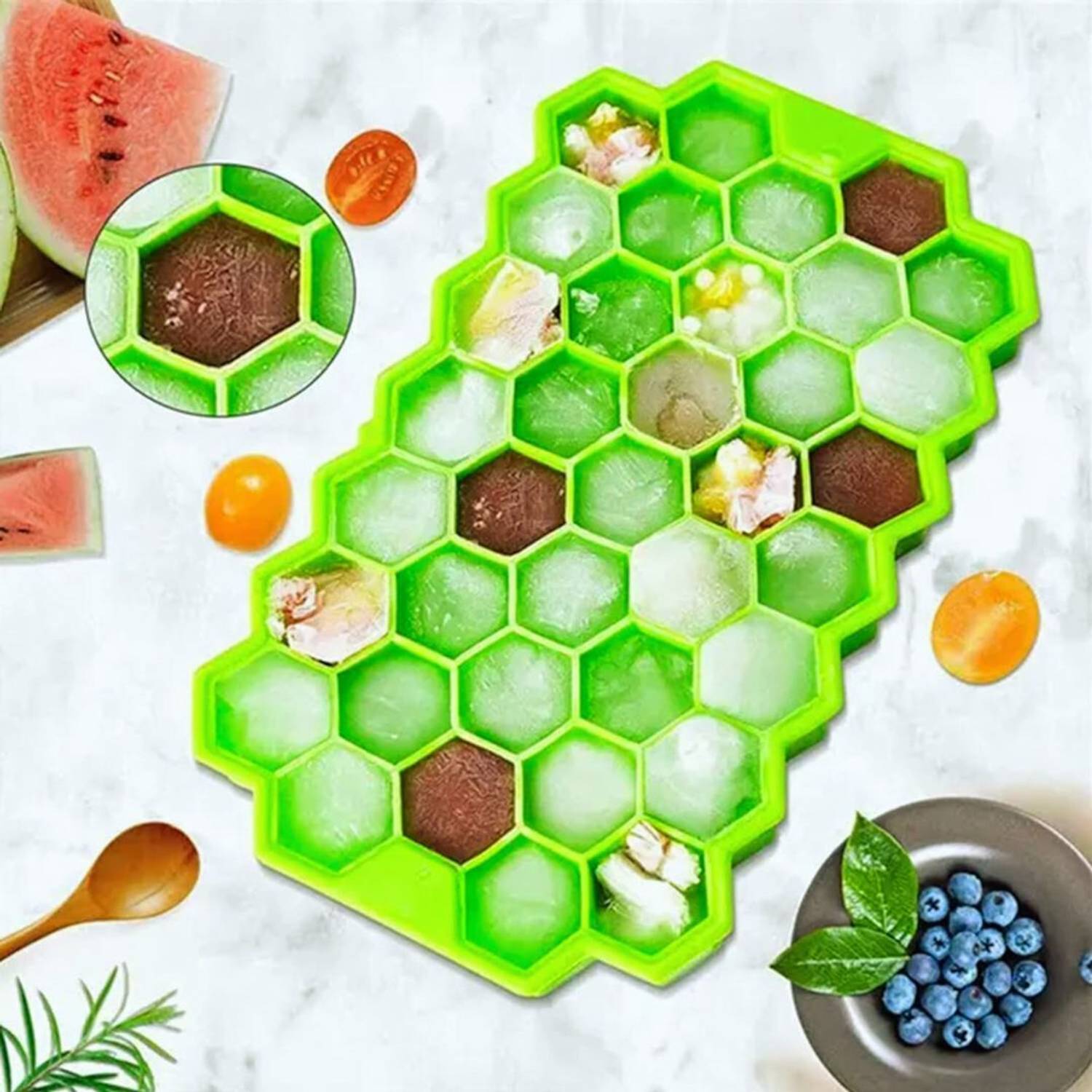 AnjaniputrA Ice Cube Tray for Freezer Moulds Small Cubes Whiskey Fridge Bar Soft Multicolor Silicone Ice Cube Tray