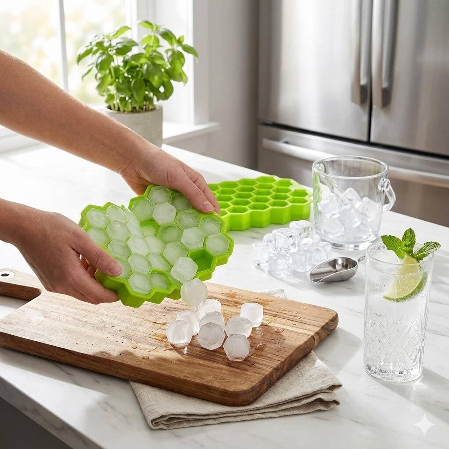 Triffy Multicolor Silicone Ice Cube Tray (Pack of3)