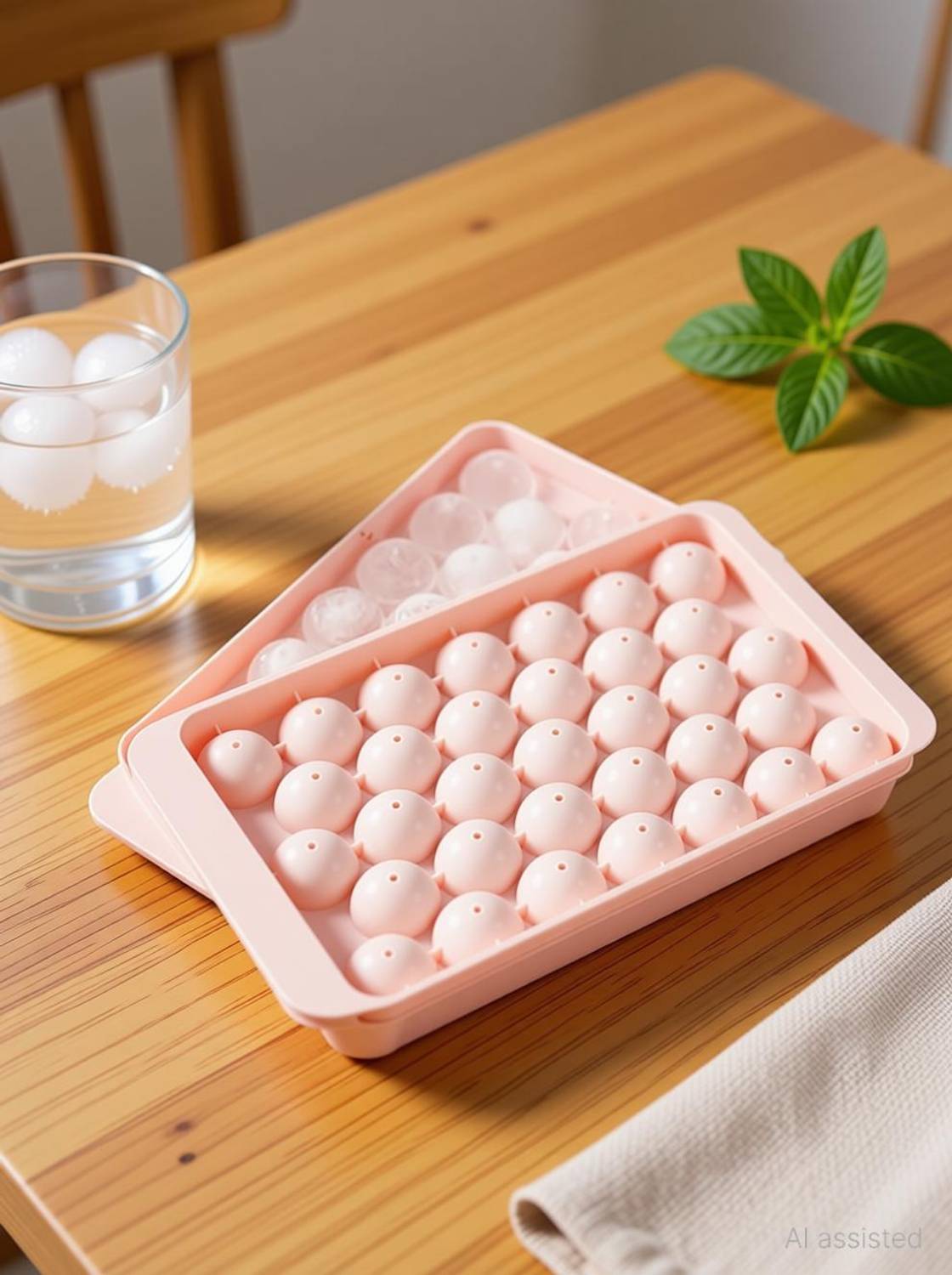 AJB Round Ice Cube Tray Ball Maker Mold for Freezer Mini Circle Making 33PCS Sphere Blue, Pink Plastic Ice Ball Tray