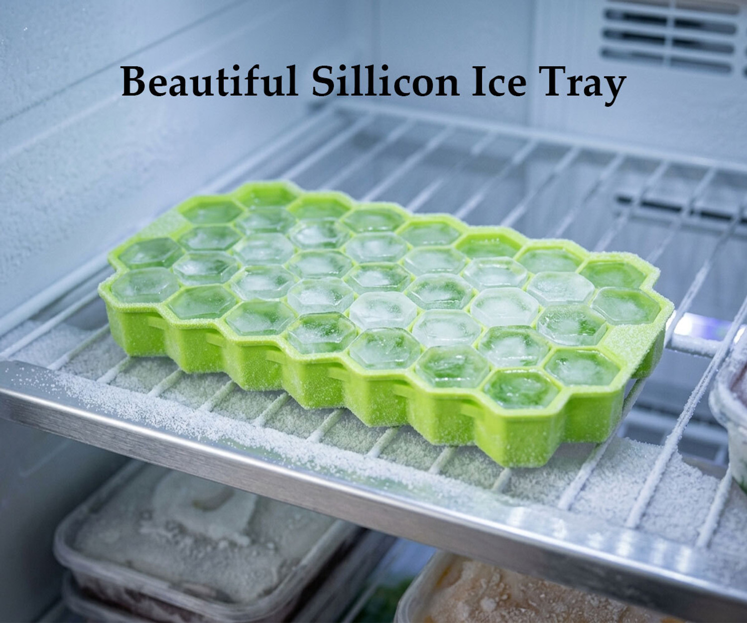 Image of SHIVGAURI Pack Of 2- 1 Ice Tray and 1 Ice Cream Moulds /Kulfi Mould Brown, Green Plastic Ice Cube Tray