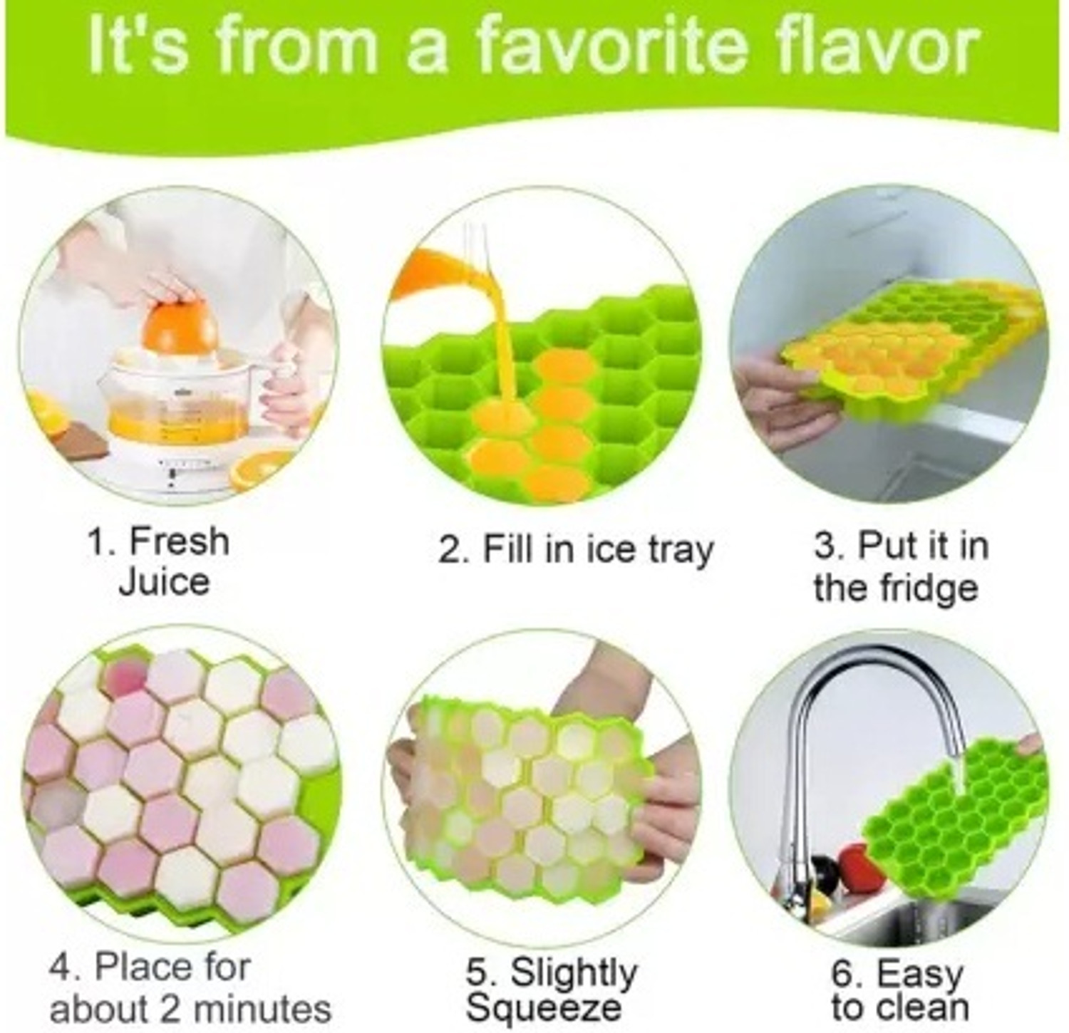Image of Kamview 3 Pcs Flexible Silicone Honeycomb Shape 37 Cavity Ice Cube Tray Mould Blue, Green Silicone Ice Cube Tray (Pack of3)