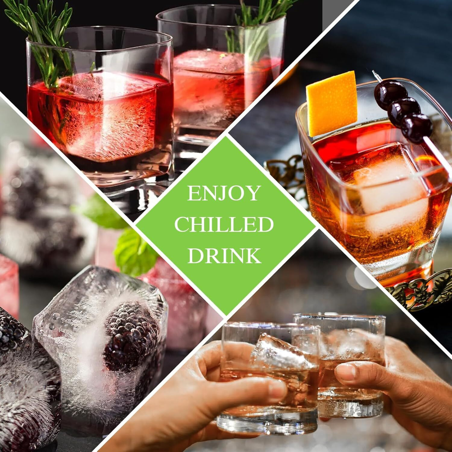 Image of XDHARMISHT Large Ice Cube Tray for Whiskey Blue, Green, Black Silicone Ice Cube Tray