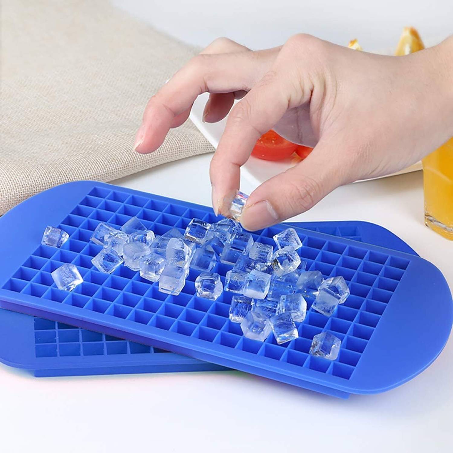 Aivc 2 Pcs Ice Cube tray very small cubes Multicolor Silicone Ice Cube Tray
