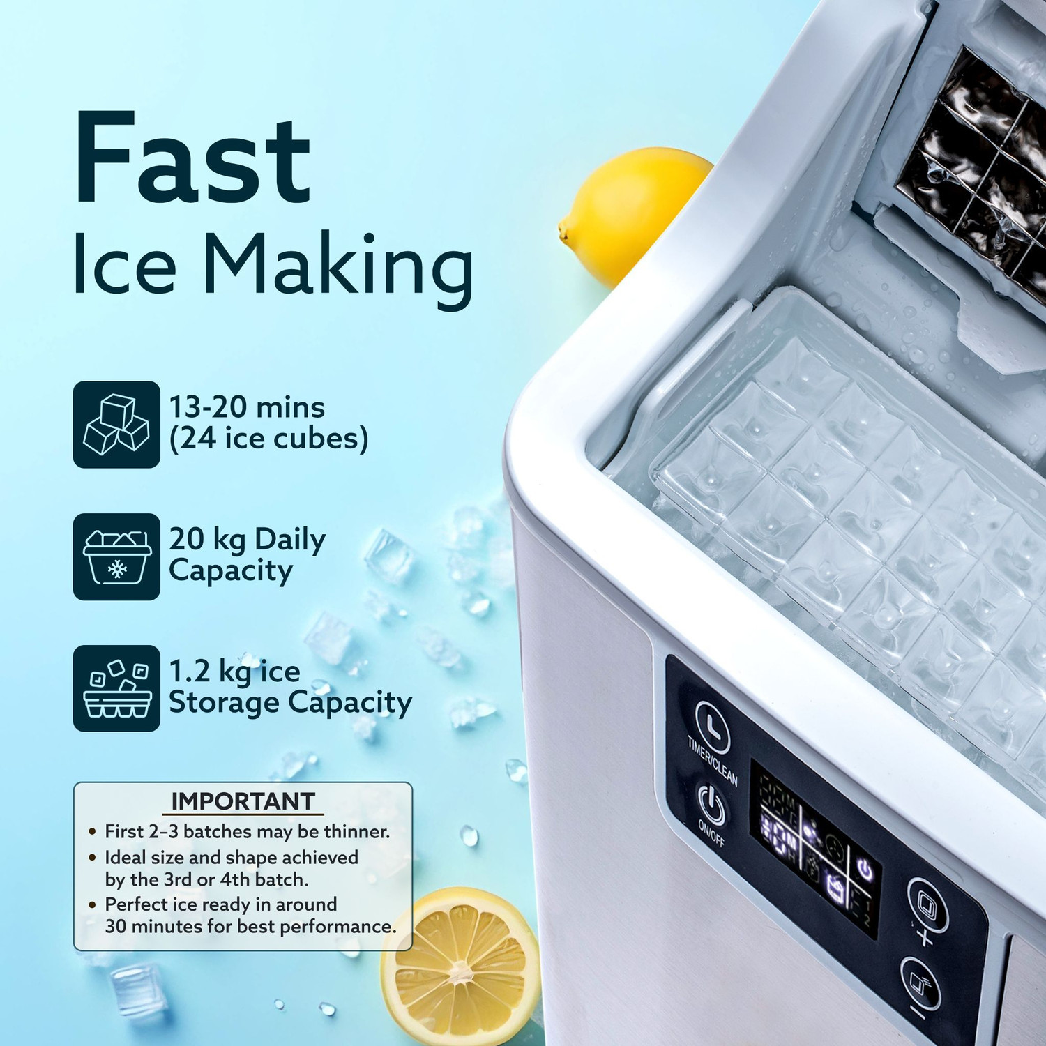 Image of AGARO Galaxy Ice Maker, Compact Ice Maker, 3.2L water Tank, Cube ice, Stainless Steel. Ice Maker