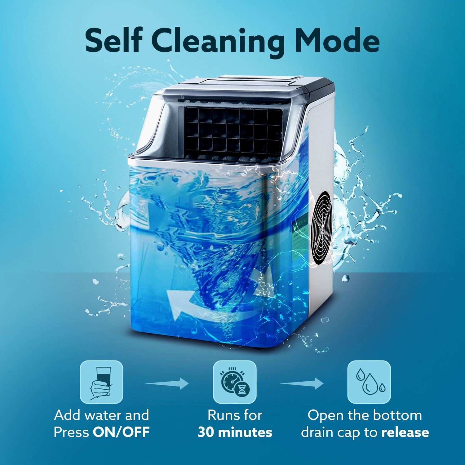 Image of AGARO Galaxy Ice Maker, Compact Ice Maker, 3.2L water Tank, Cube ice, Stainless Steel. Ice Maker