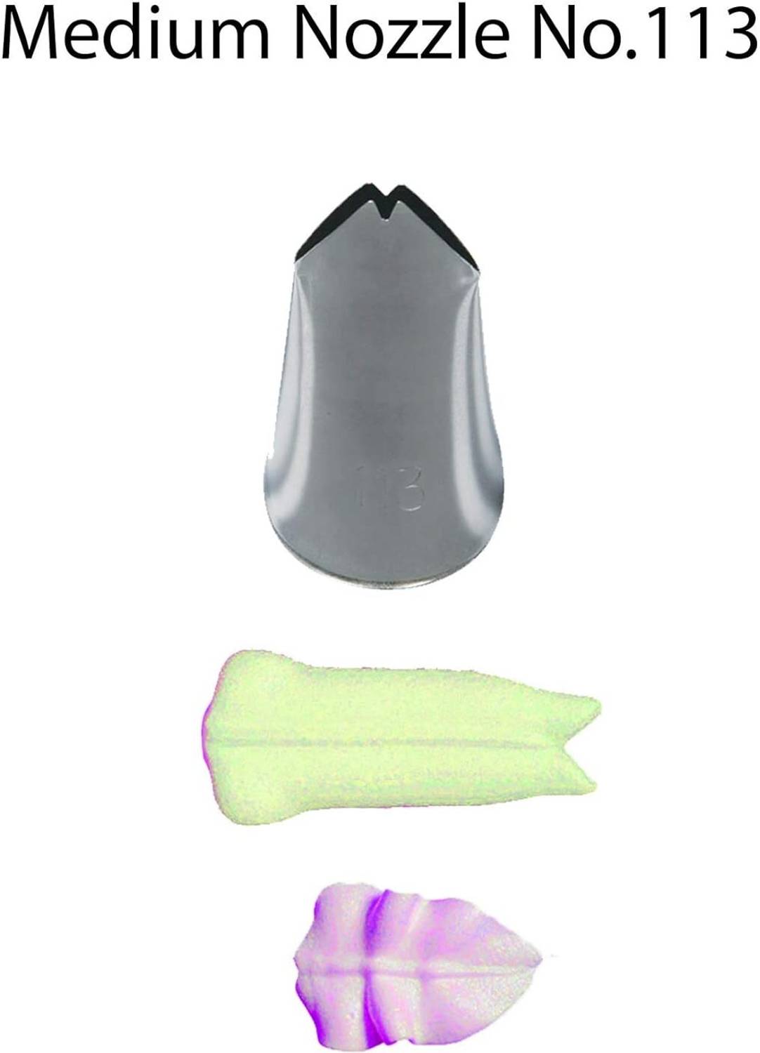CAKE DECOR Medium Nozzle - No. 113 Leaf Piping Nozzle For Cake Decoration Stainless Steel Round Icing Nozzle