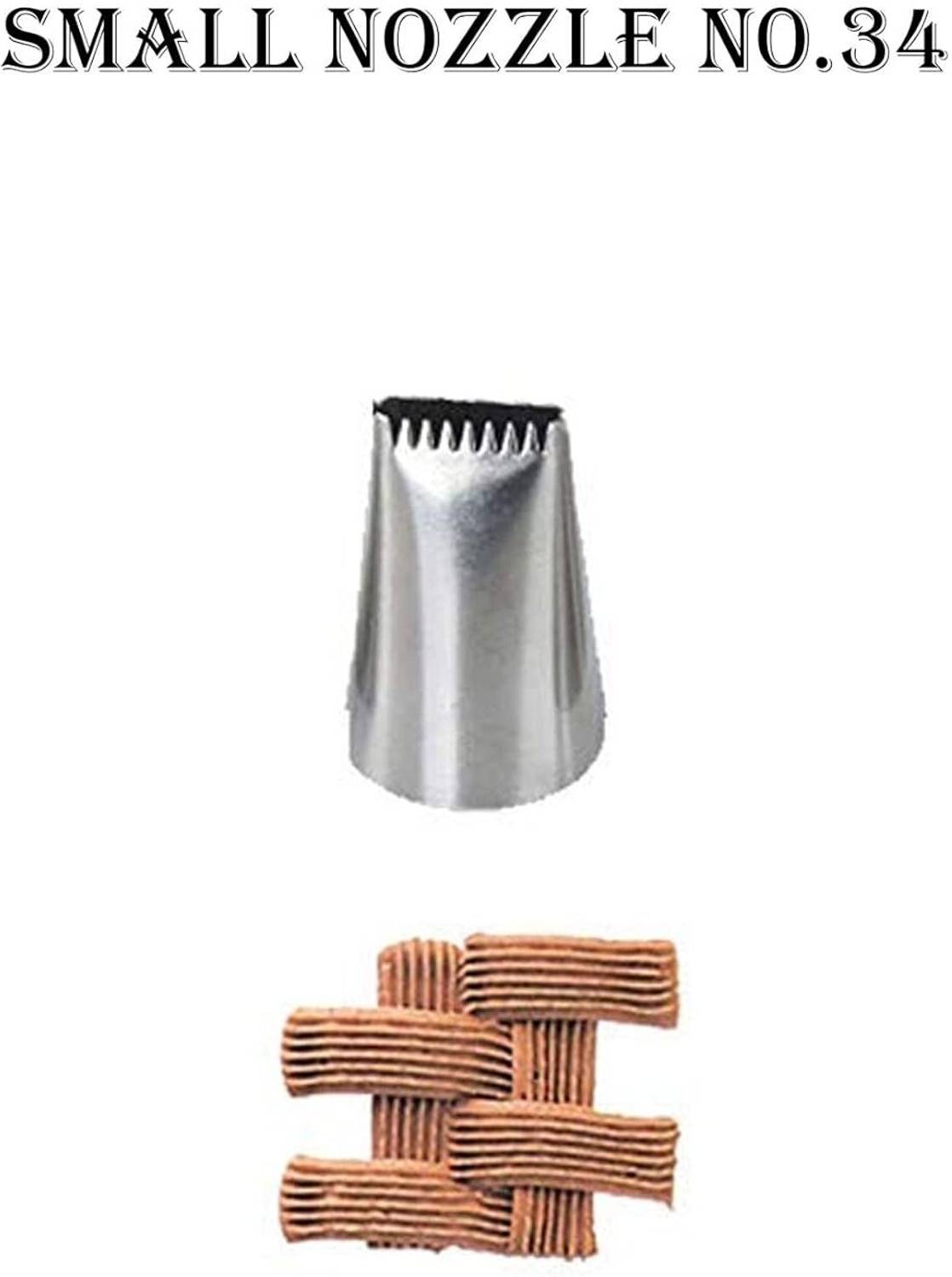 CAKE DECOR Small Nozzle-No.34 Basketweave Piping Nozzle Set Pastry Tips Cake Decorating Stainless Steel Round Icing Nozzle