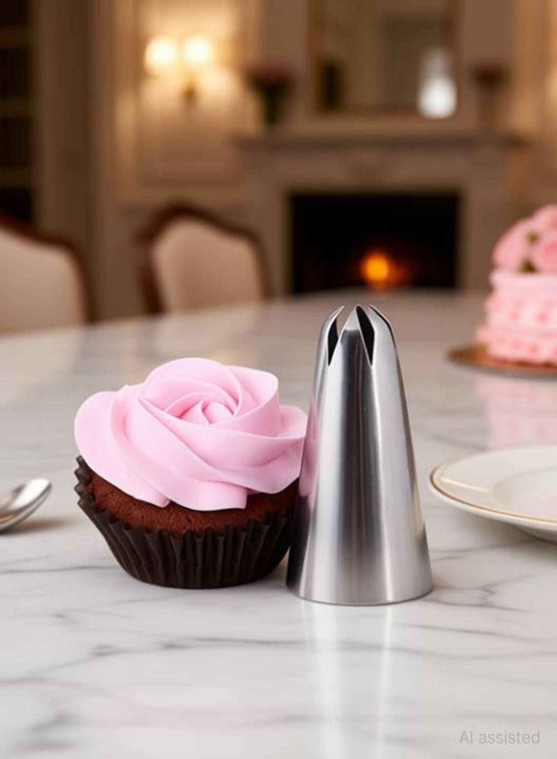 BAKERS4U 2D Large Size Rose Flower Cake Decorating Icing Tip Cupcake Nozzles Decoration Stainless Steel Quick Flower Icing Nozzle