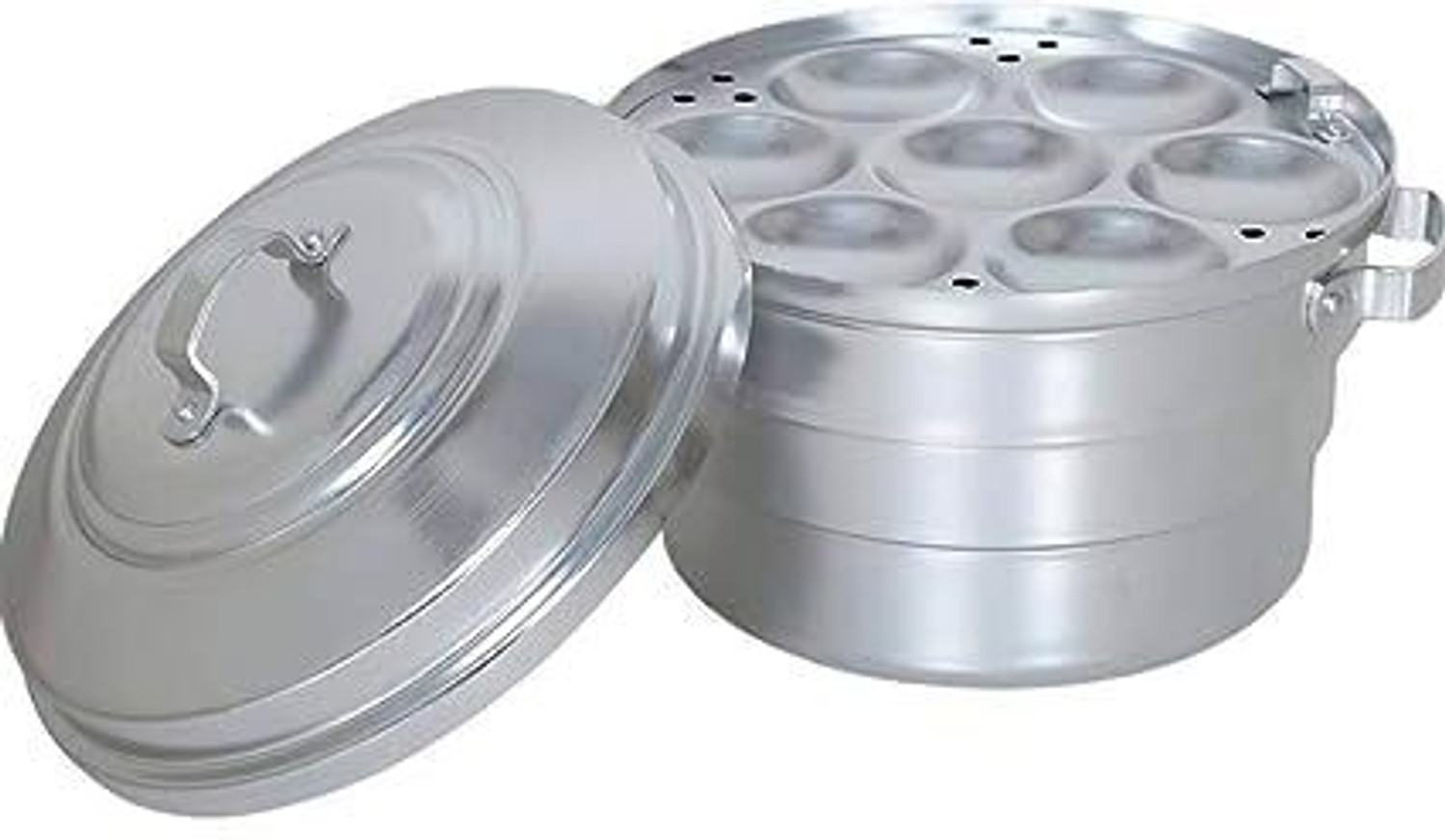 Image of Q8 Twinkle Aluminium Idli / Idiyappam Maker-Steamer-Cooker (Hard-Anodized Aluminum). Induction Idli Maker (2 Plates, 12 Idlis )