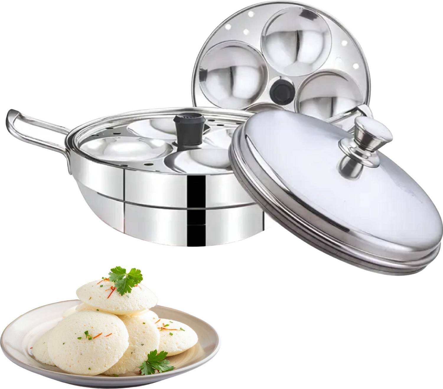BuddyBox 02-Plate Stainless Steel Idli makerR12 Induction & Standard Idli Maker
