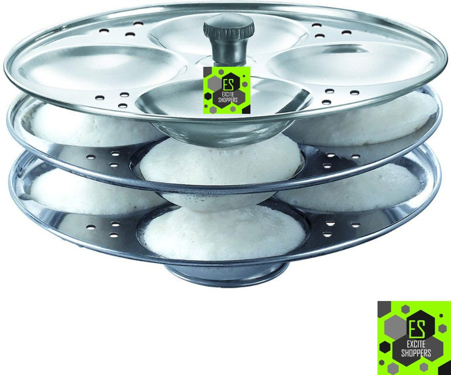 Image of Excite Shoppers Heavy Quality 3 Plates Stainless Steel Idli Maker Standard Idli Maker