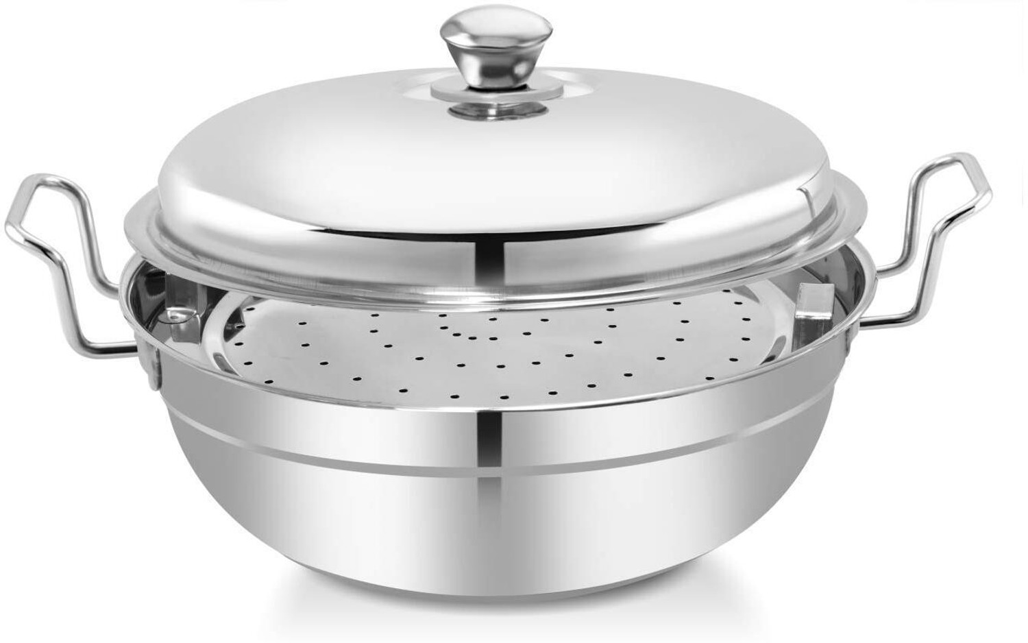Image of WAYMORE Idli Dhokla Cooker 5 Plate, 2Idli|2Dhokla|1Patra|Momos Steamer|3 in 1|28.5cm Dia Induction & Standard Idli Maker (5 Plates, 14 Idlis )