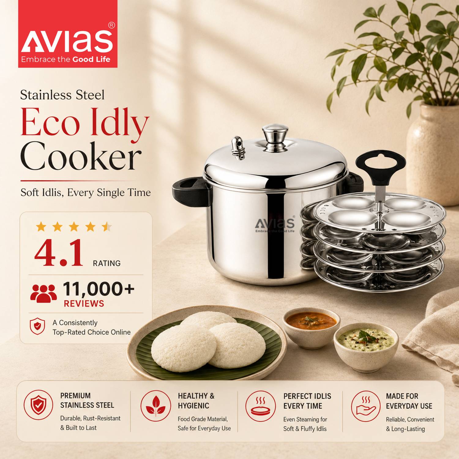 AVIAS Eco Idly Maker 4 Plate - Image 5