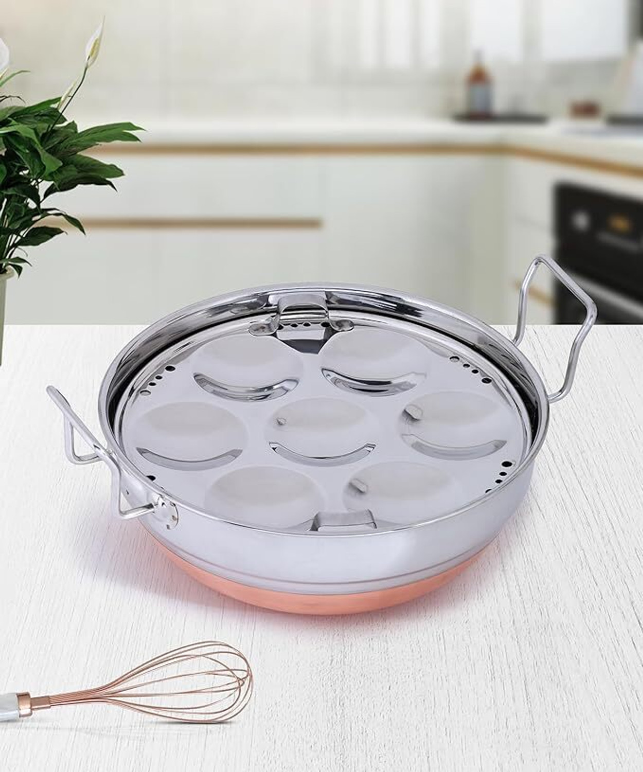 Image of KRB KRB,Multi Kadai Idli Steamer Stainless Steel with Copper Base Dhokla Idli Maker Induction & Standard Idli Maker