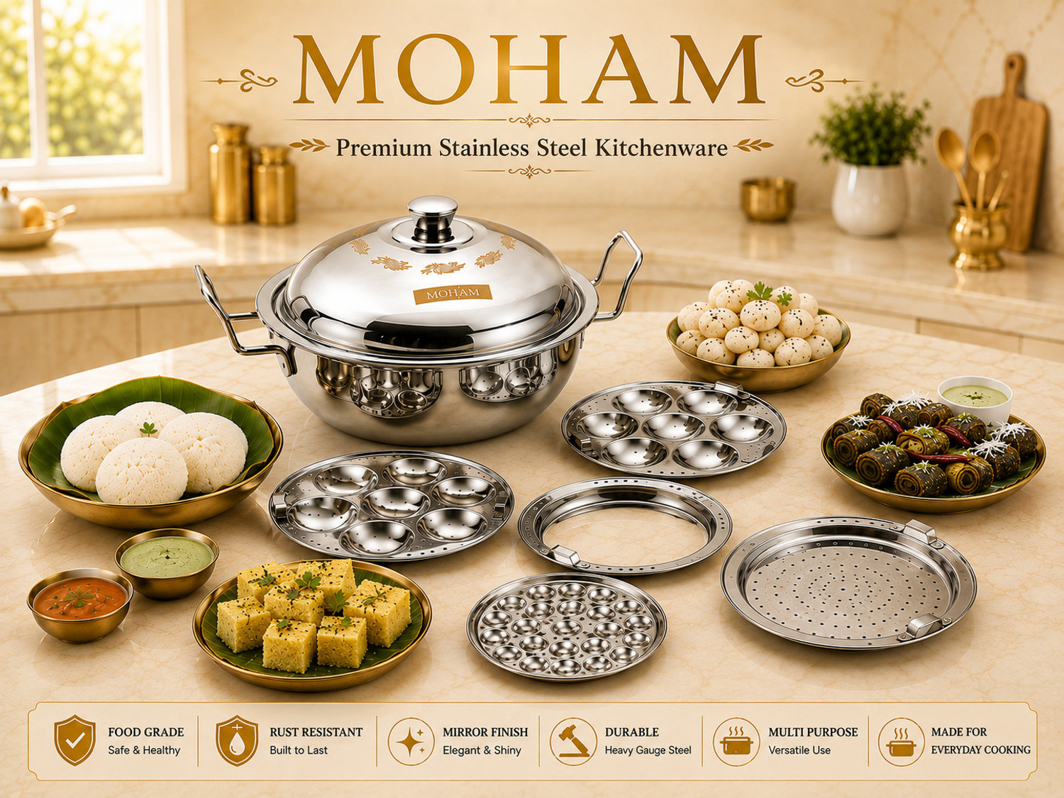 Image of Moham IDLI AND DHOKLA MAKER Induction & Standard Idli Maker