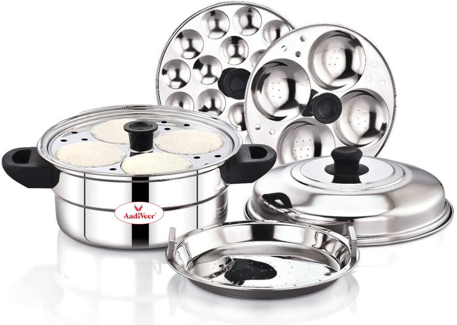 AadiVeer Stainless Steel Idly Cooker/Mini Idly Maker With Steamer/Dhokla Plate Induction & Standard Idli Maker