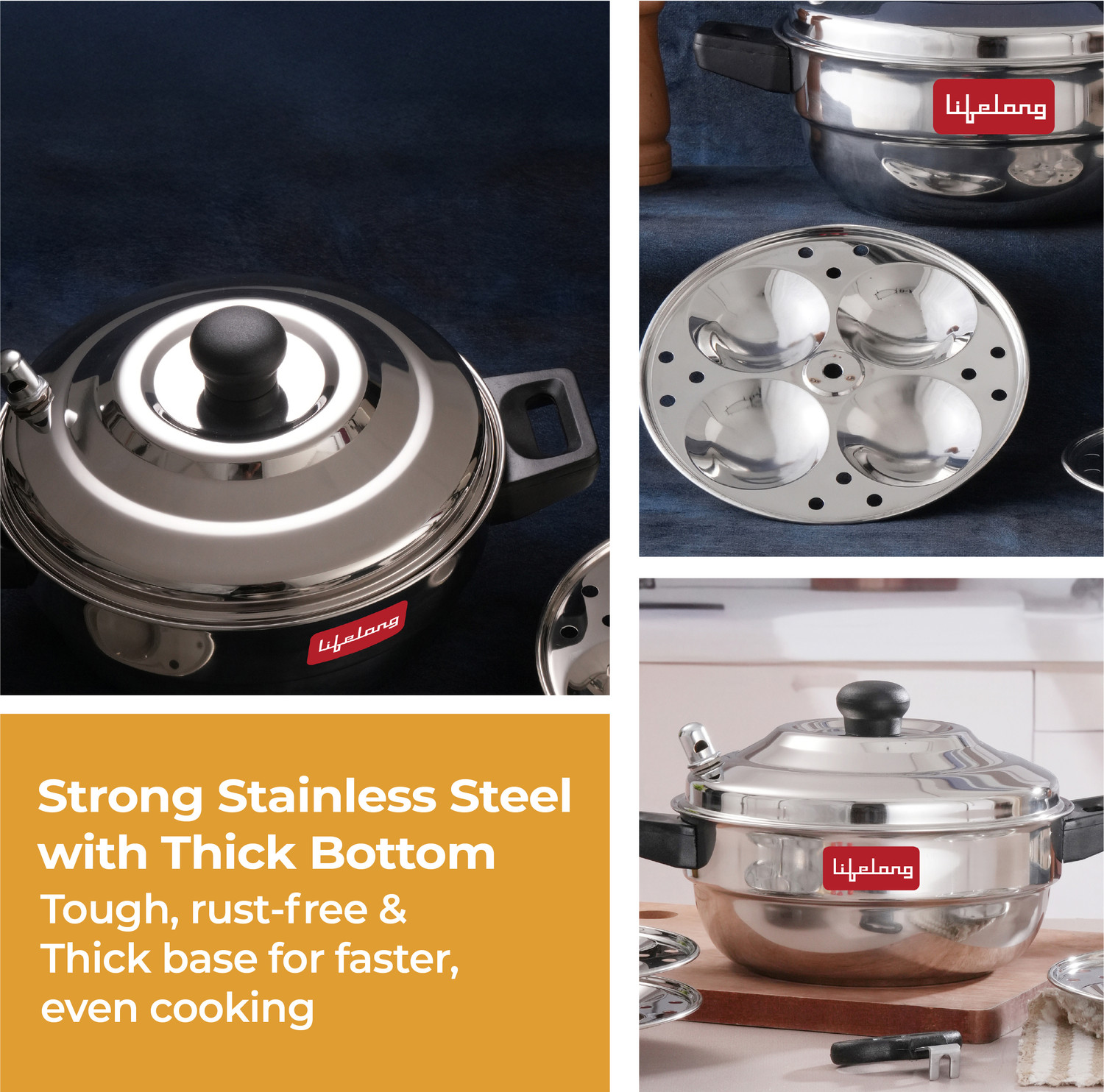 Image of Lifelong LLIDCKR03F Idli Cooker Standard Idli Maker