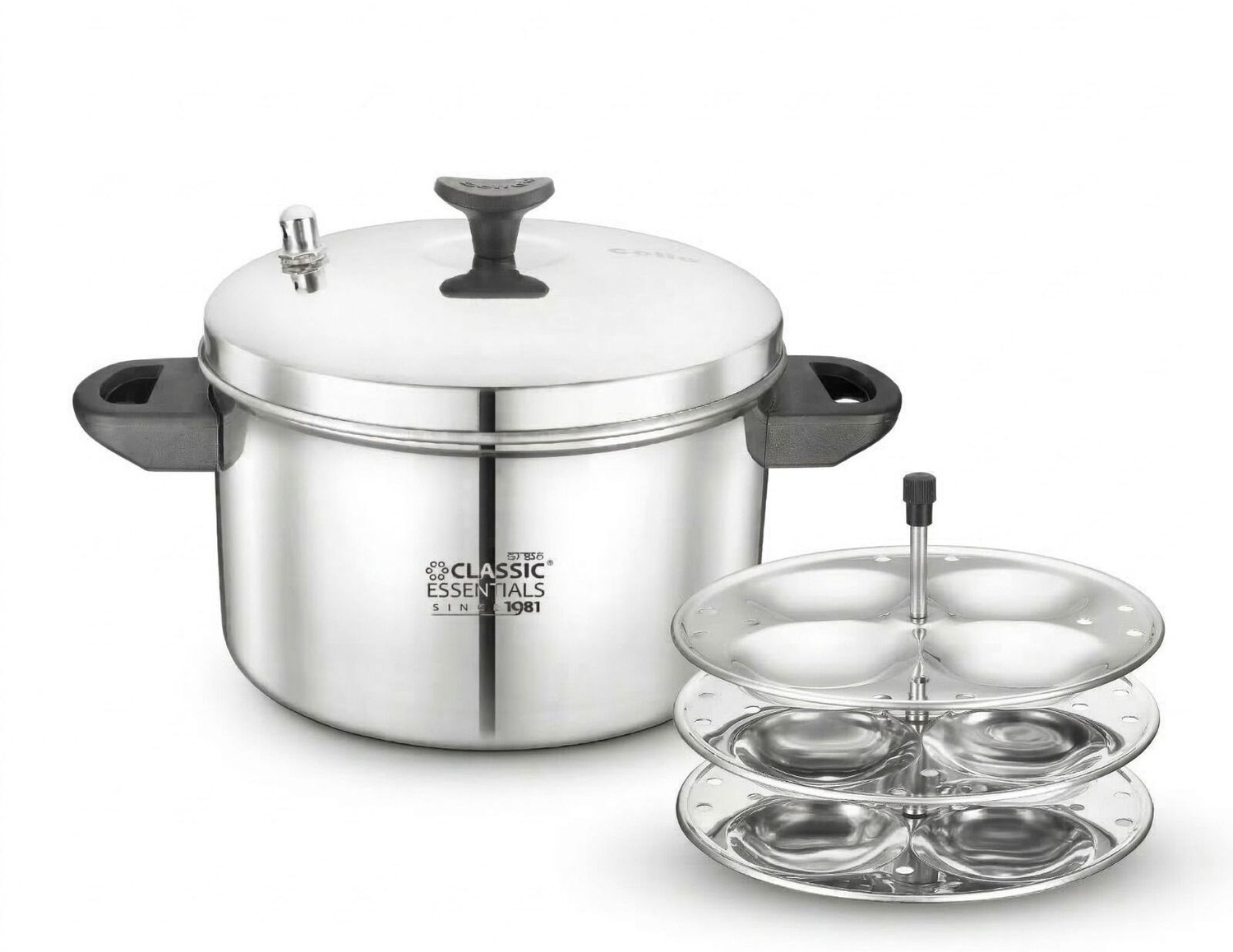 Image of Classic Essentials Stainless Steel Idli Cooker with 3 Plates, 12 Idlis Standard Idli Maker