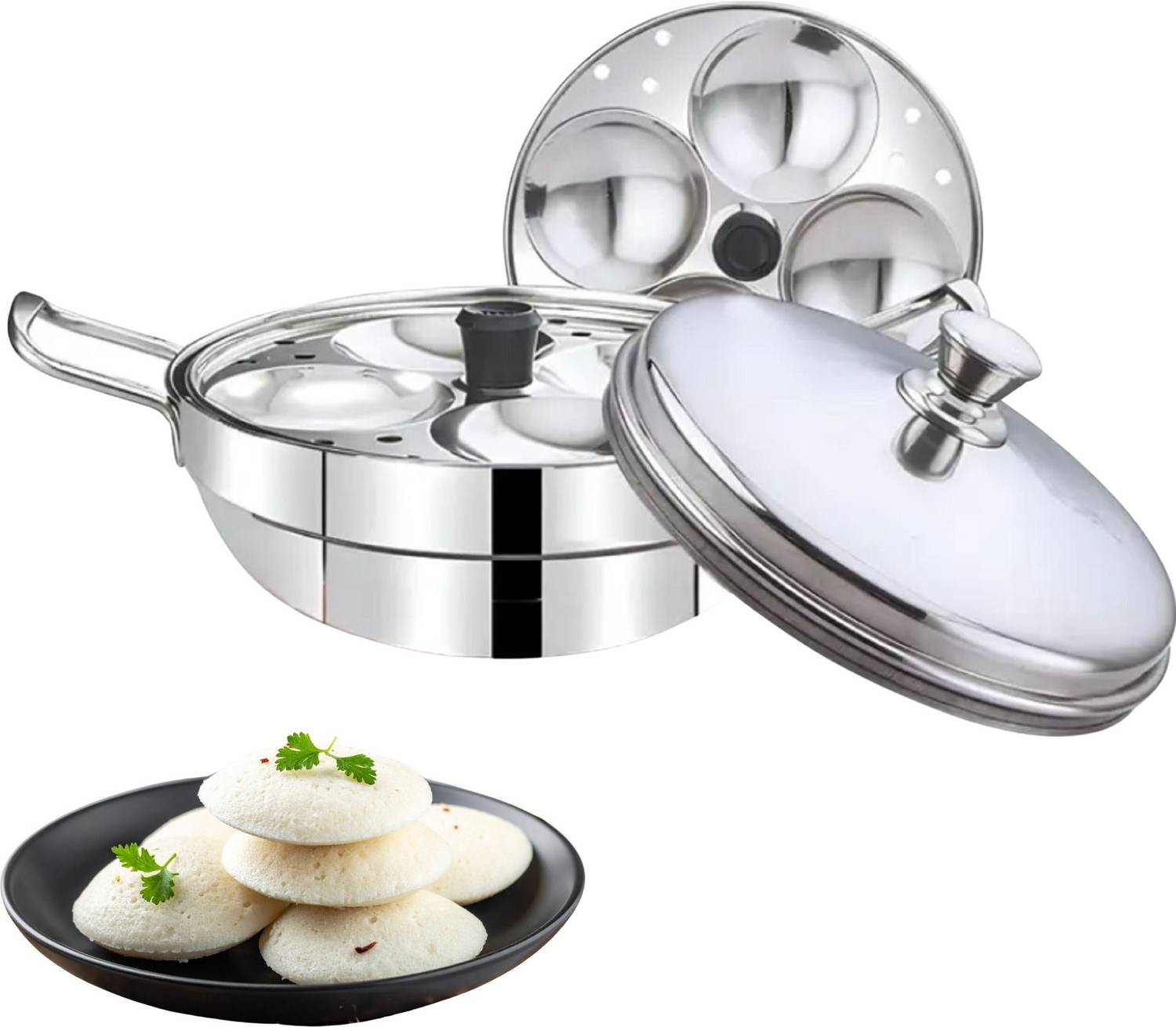 BuddyBox 02-Plate Stainless Steel Idli makerR8 Induction & Standard Idli Maker