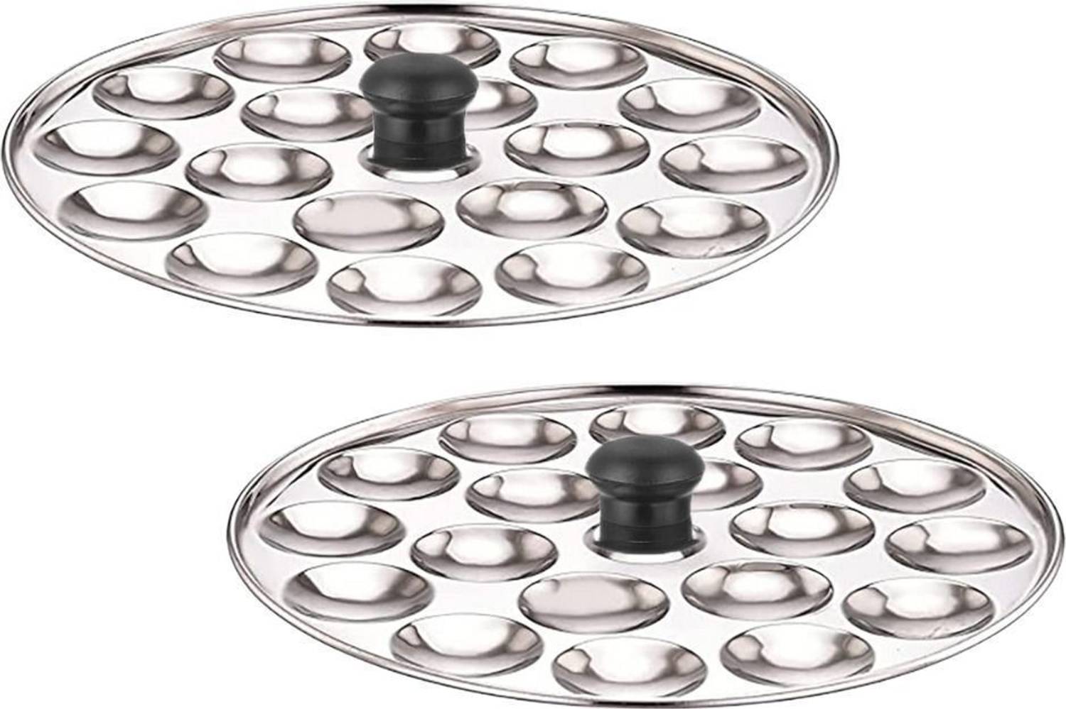 AadiVeer Stainless Steel Mini Idli Plates | Mini idli Maker With Bakelite Knob Induction & Standard Idli Maker