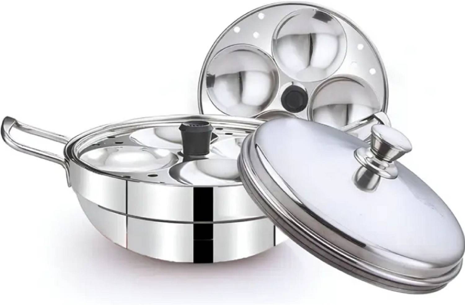 BuddyBox 02-Plate Stainless Steel Idli makerR1 Induction & Standard Idli Maker