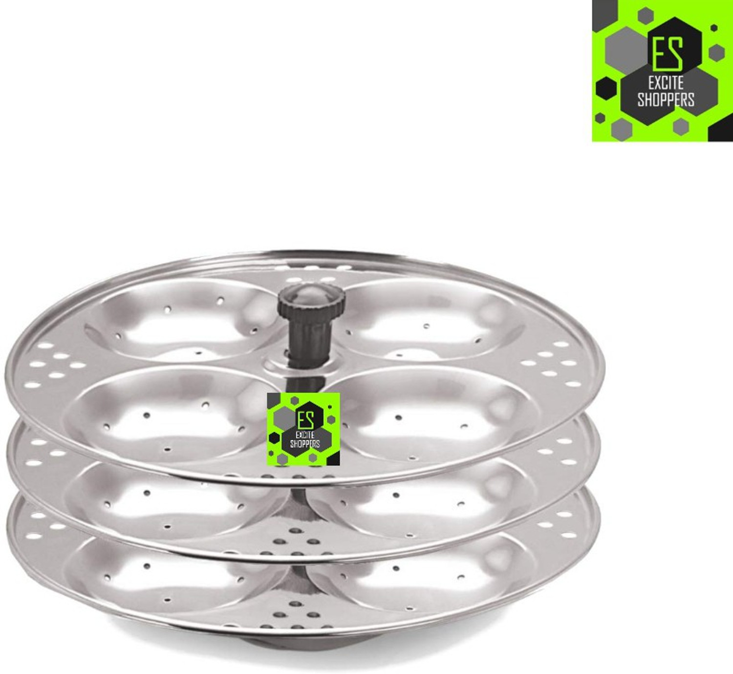 Image of Excite Shoppers Heavy Quality 3 Plates Stainless Steel Idli Maker Standard Idli Maker