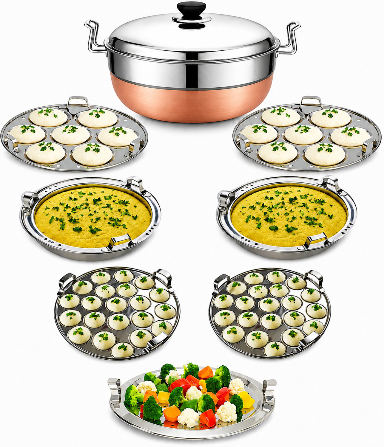 Image of Sambhavnath Multi Kadhai idli Maker with 7 Plates Standard Idli Maker
