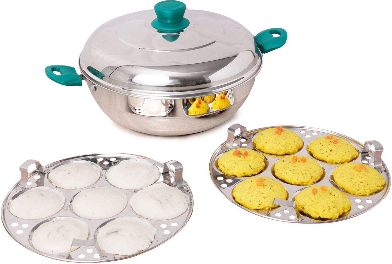 Image of The Indus Valley Stainless Steel 3-Layer Bottom Idli maker /pot | 27 cm Diameter Induction & Standard Idli Maker