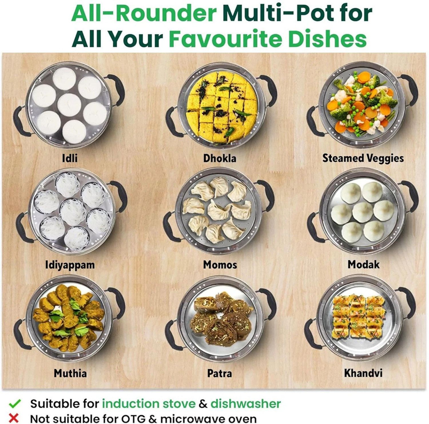 Image of BuddyBox Multi Kadai Idli Make Dhokla & Patra Plates Idli Maker Induction & Standard Idli Maker