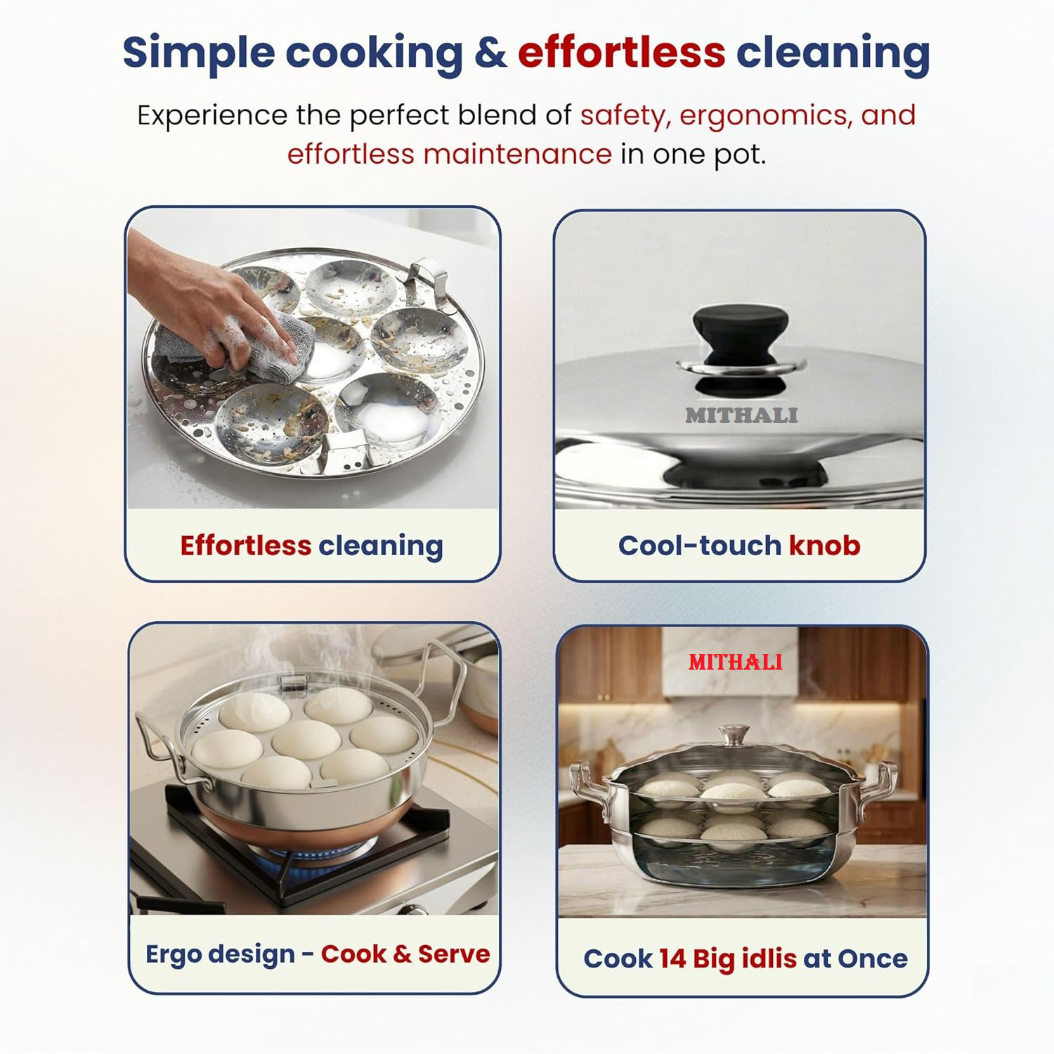 Image of EverChef Premium 02 Plate Idli Maker Steel Standard Idli Maker