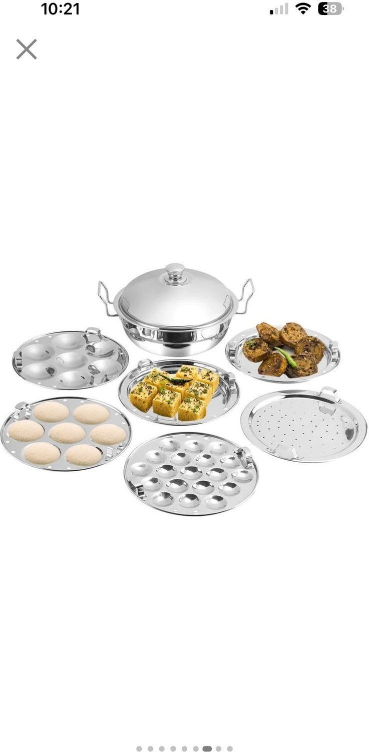 Image of KRB Multi Kadai Idli Make Dhokla & Patra Plates Idli Maker (6 Plates ,14Idlis) Induction & Standard Idli Maker
