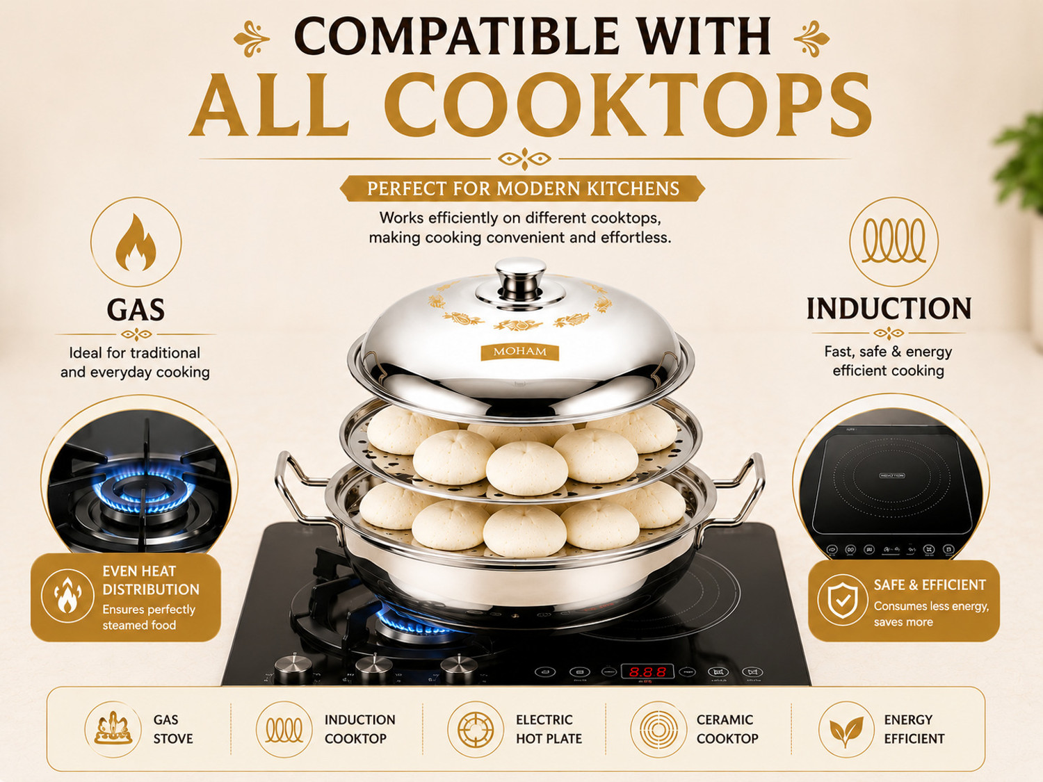 Image of Moham idlimaker Induction & Standard Idli Maker