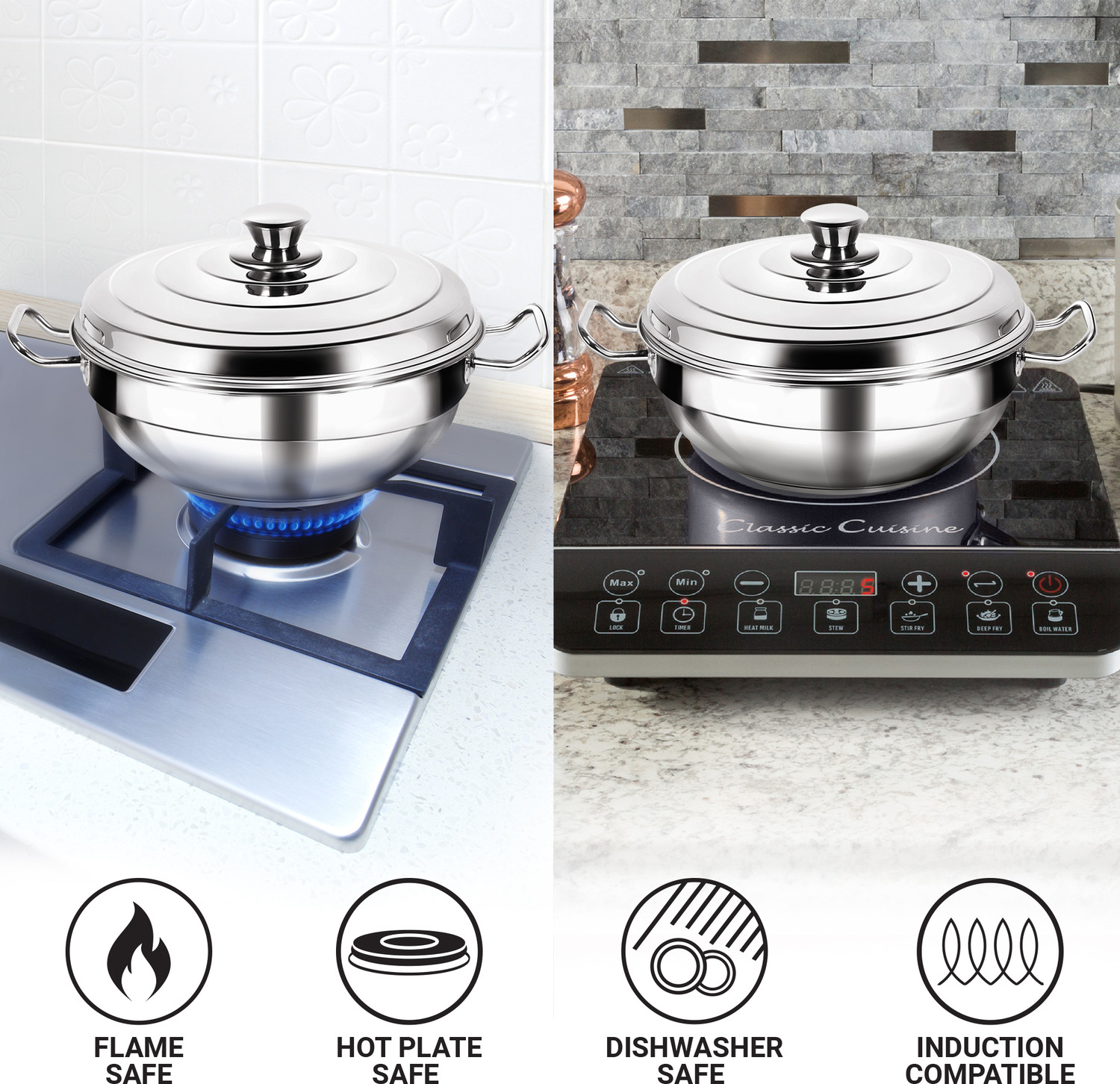 Image of MILTON Pro Cook Stainless Steel Multi -Kadhai (Idli, Mini Idli, Steamer & Dhokla Plate) Induction Idli Maker