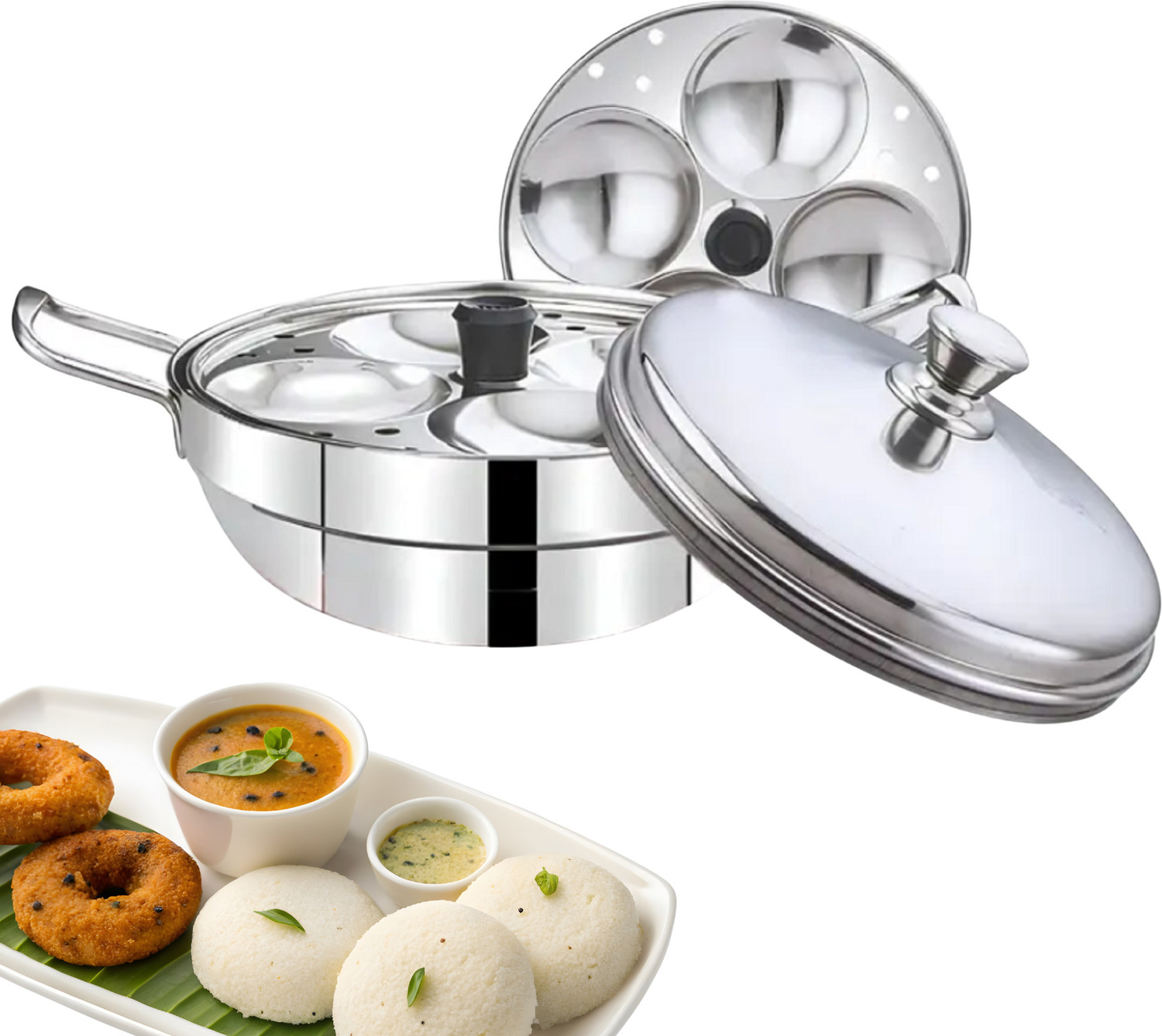 Image of MITHALI 02-Plate Stainless Steel Idli makerS22 Induction & Standard Idli Maker