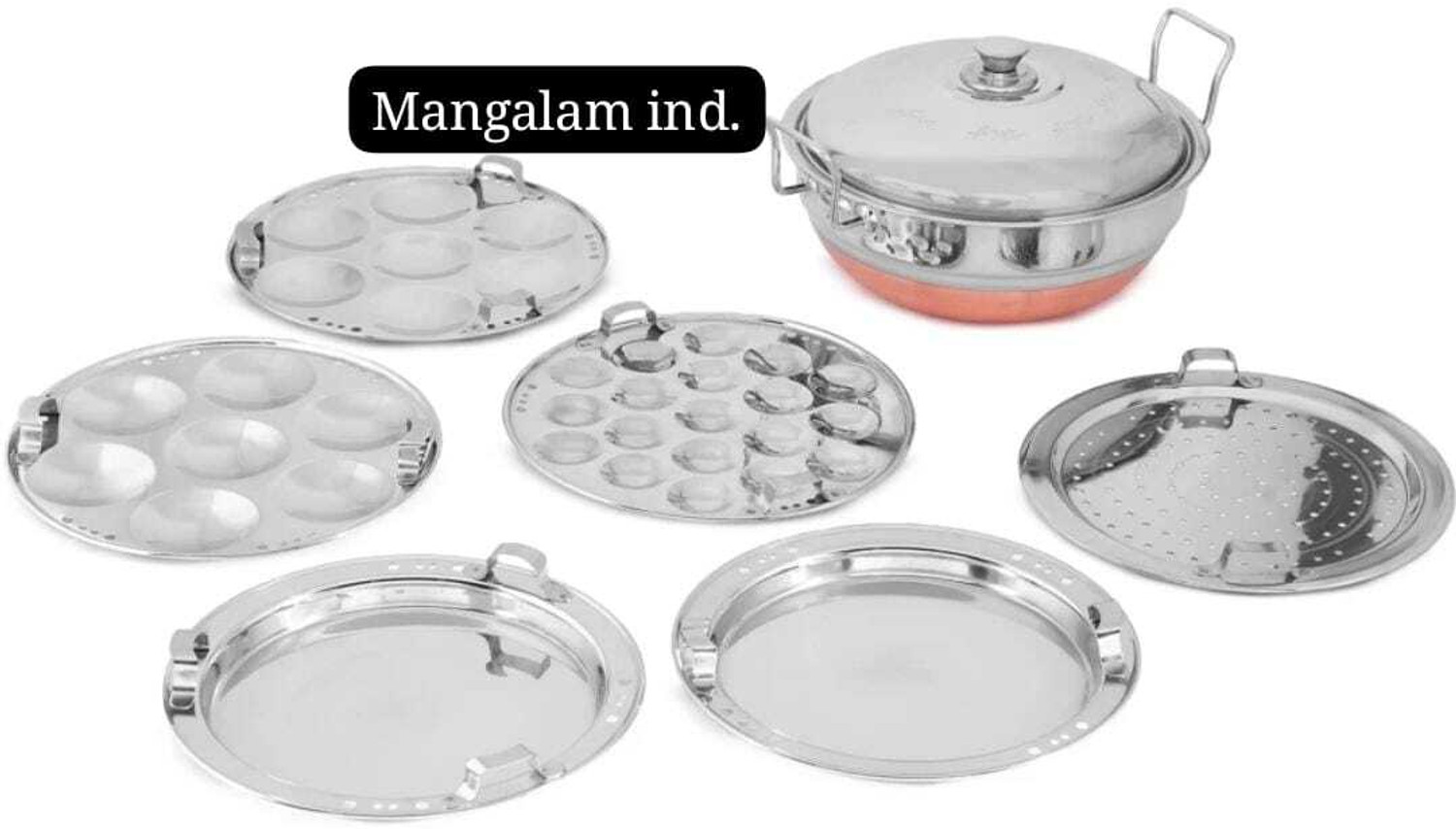 Image of KRB KRB,Multi Kadai Idli Steamer Stainless Steel with Copper Base Dhokla Idli Maker Induction & Standard Idli Maker